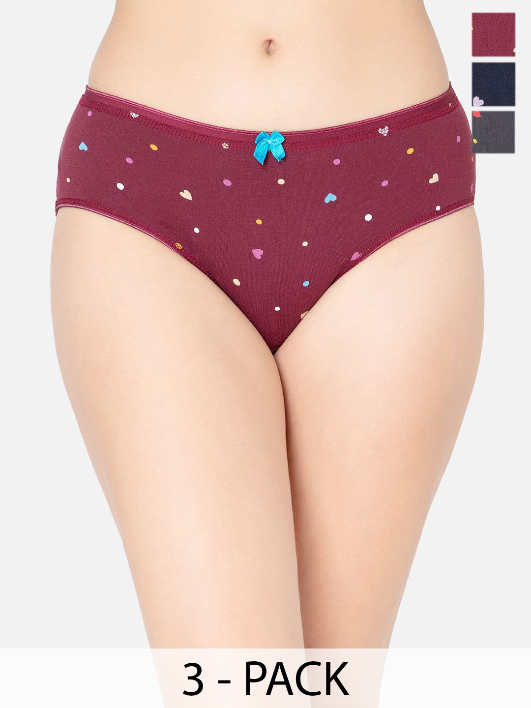 Lady Lyka Pack Of 3 Printed Cotton Mid-Rise Hipster Briefs THE-MERSEY-1A