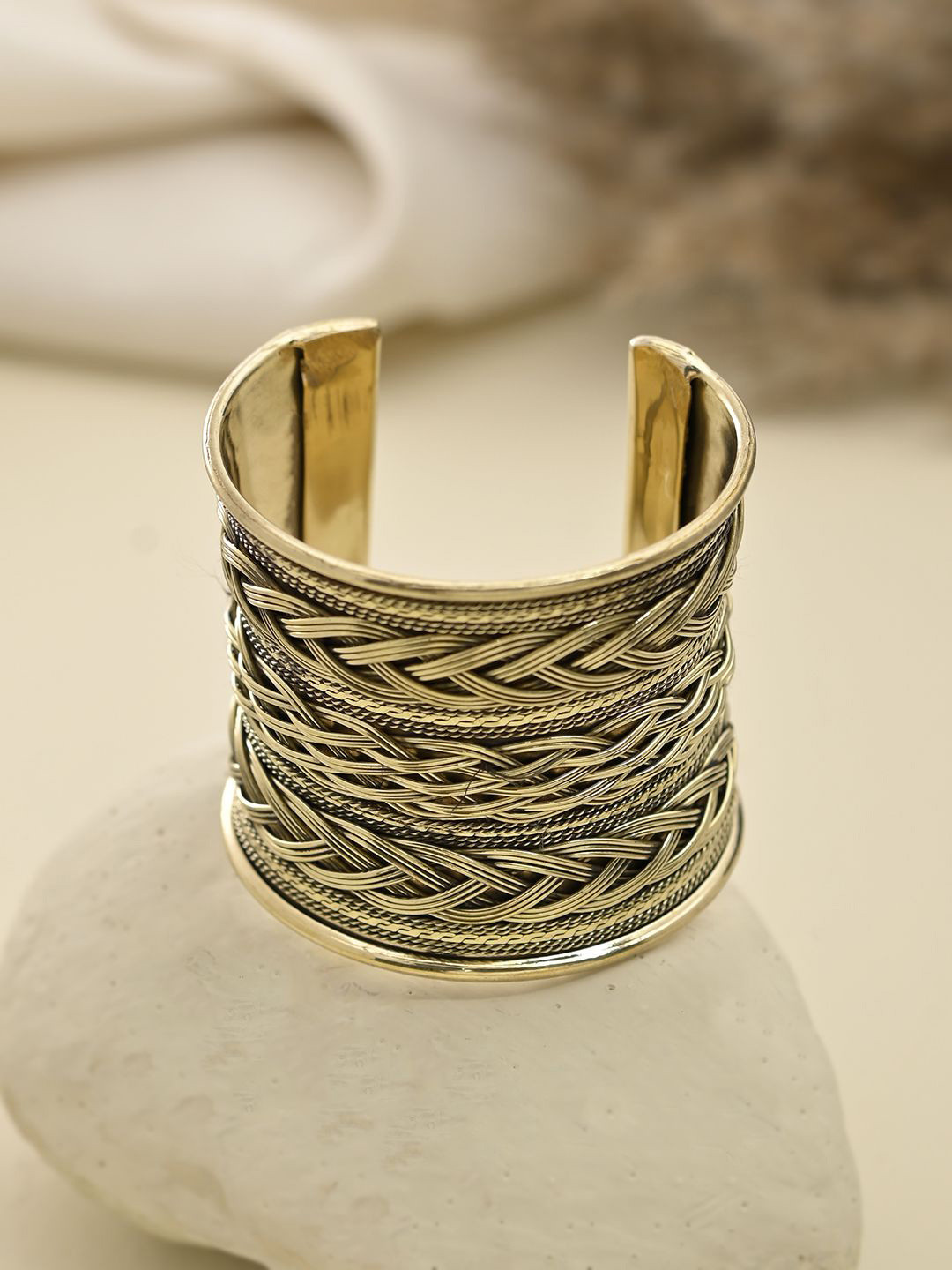 Silvermerc Designs Gold-Plated Textured Cuff Bracelet