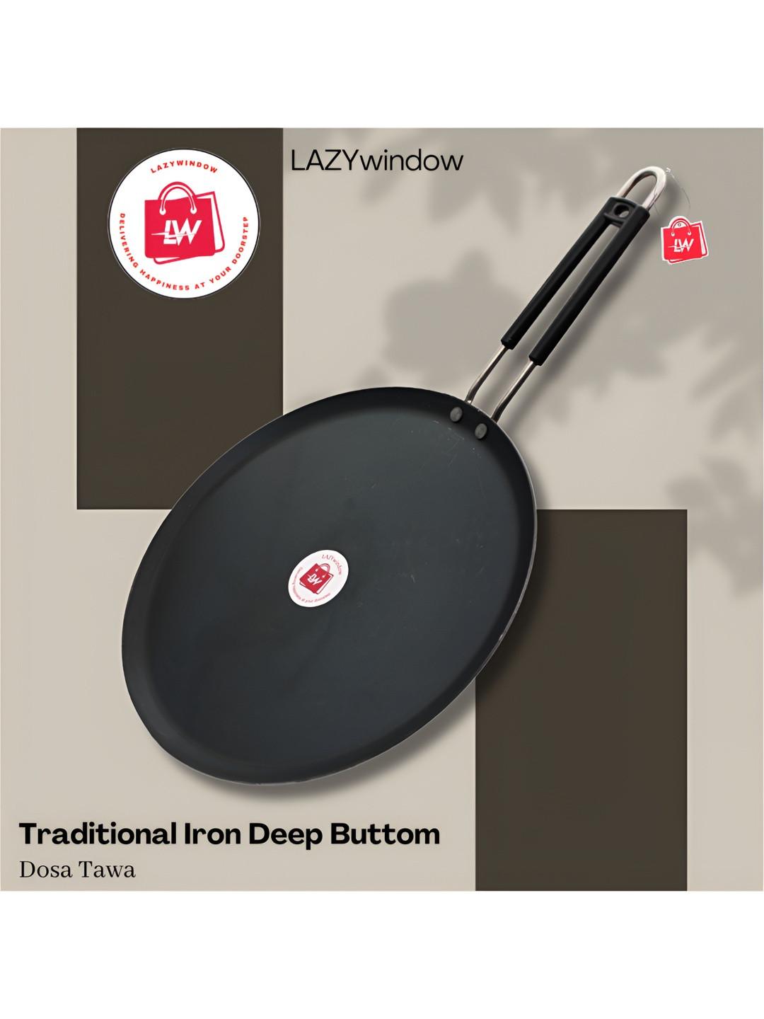 LAZYwindow Black Induction Base Flat Iron Tawa