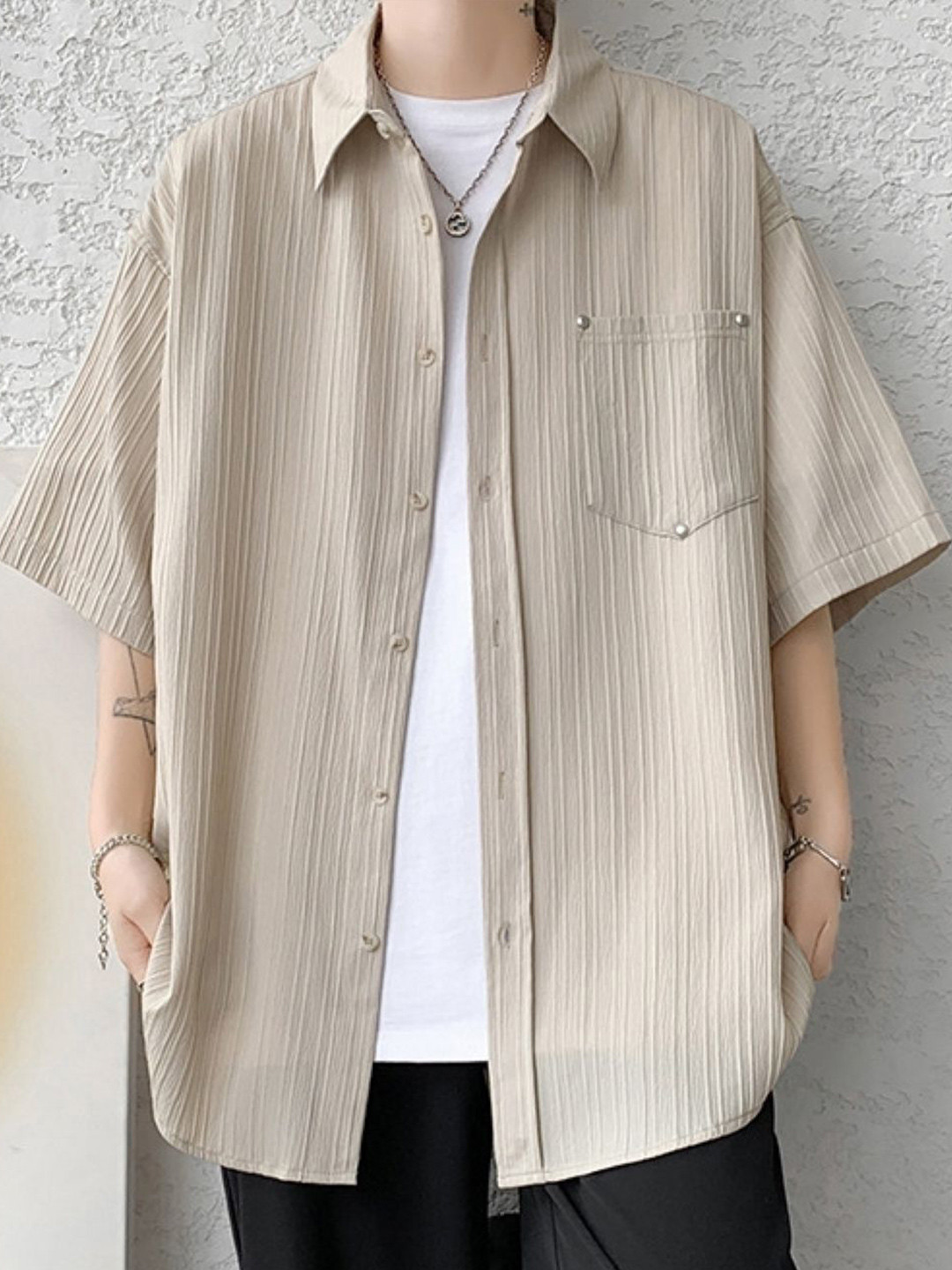 KPOP Men Oversized Spread Coller Shirt