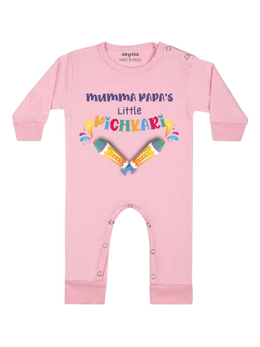 Arvesa Mummy Papa'S Little Pichkari Printed Bodysuit
