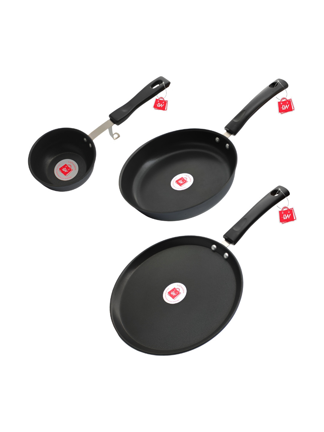 LAZYwindow 3 Pieces Black Microwave Safe Iron Cookware