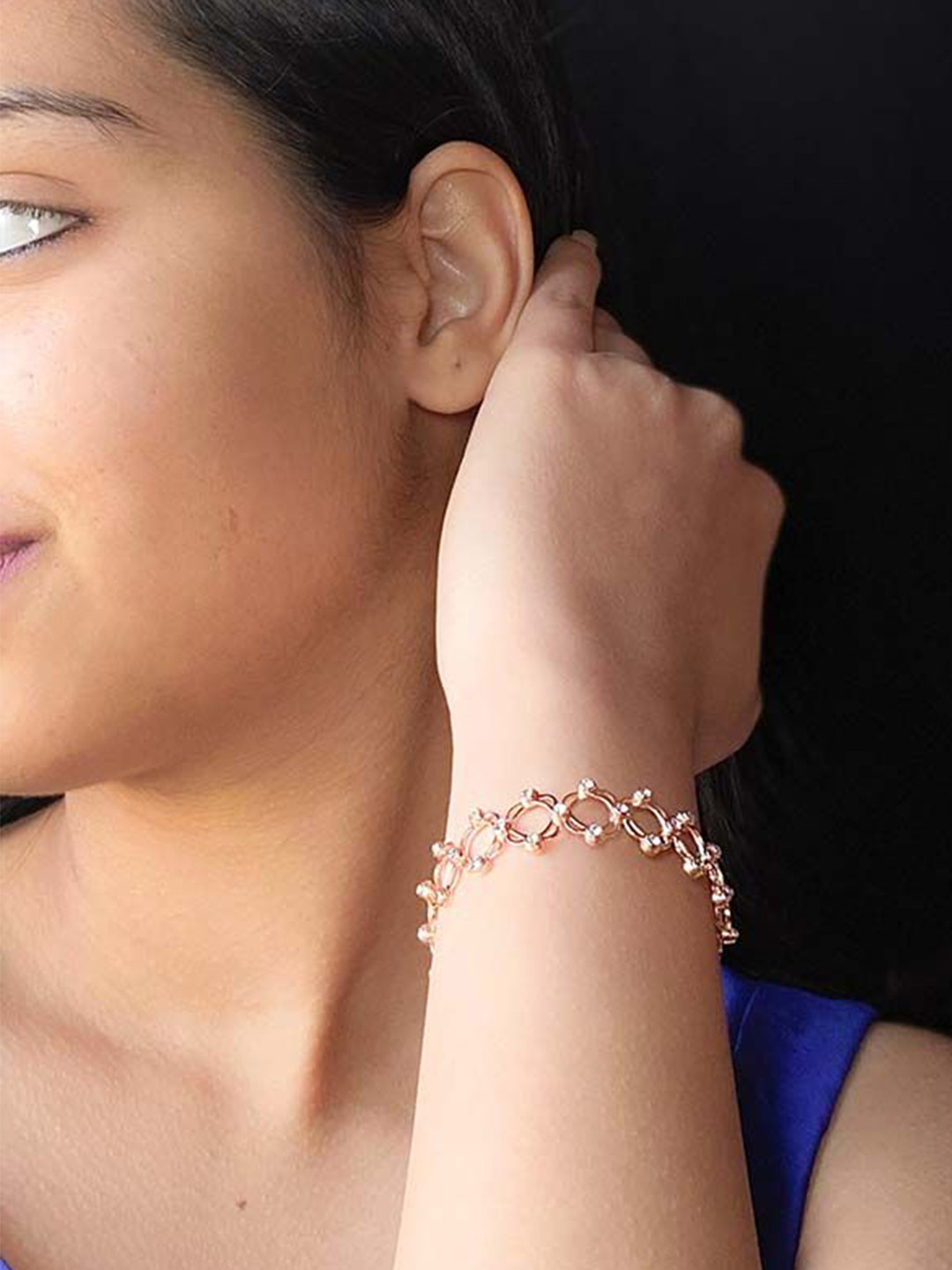 INARI SHINES 925 Silver Rose Gold Plated Flexible Bracelet| Ring