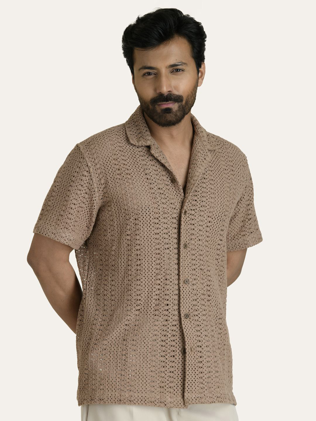 PERCH Men Relaxed Sheer Casual Shirt
