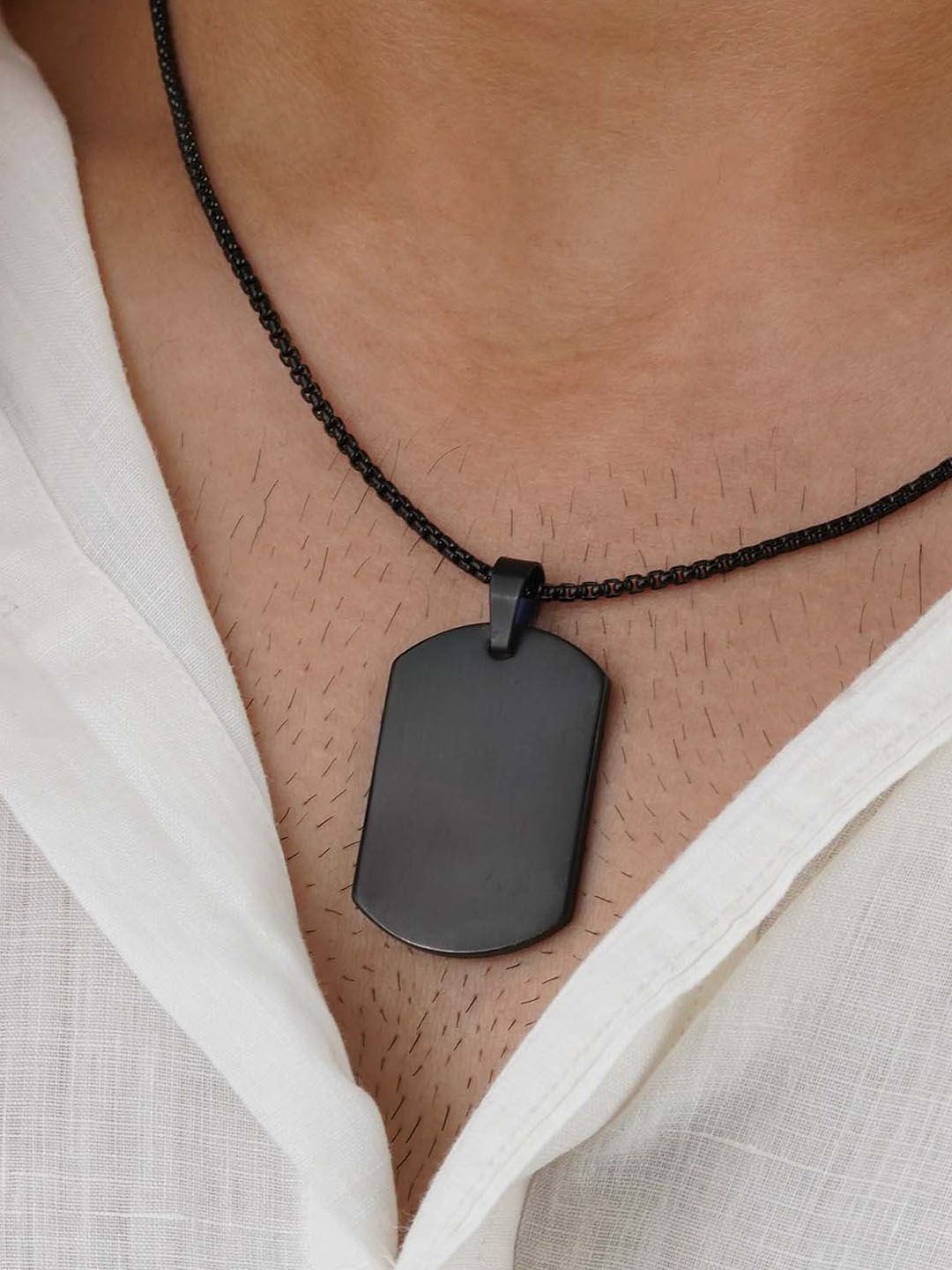 Mesmerize Men Stainless Steel Dog Tag Pendant With Chain