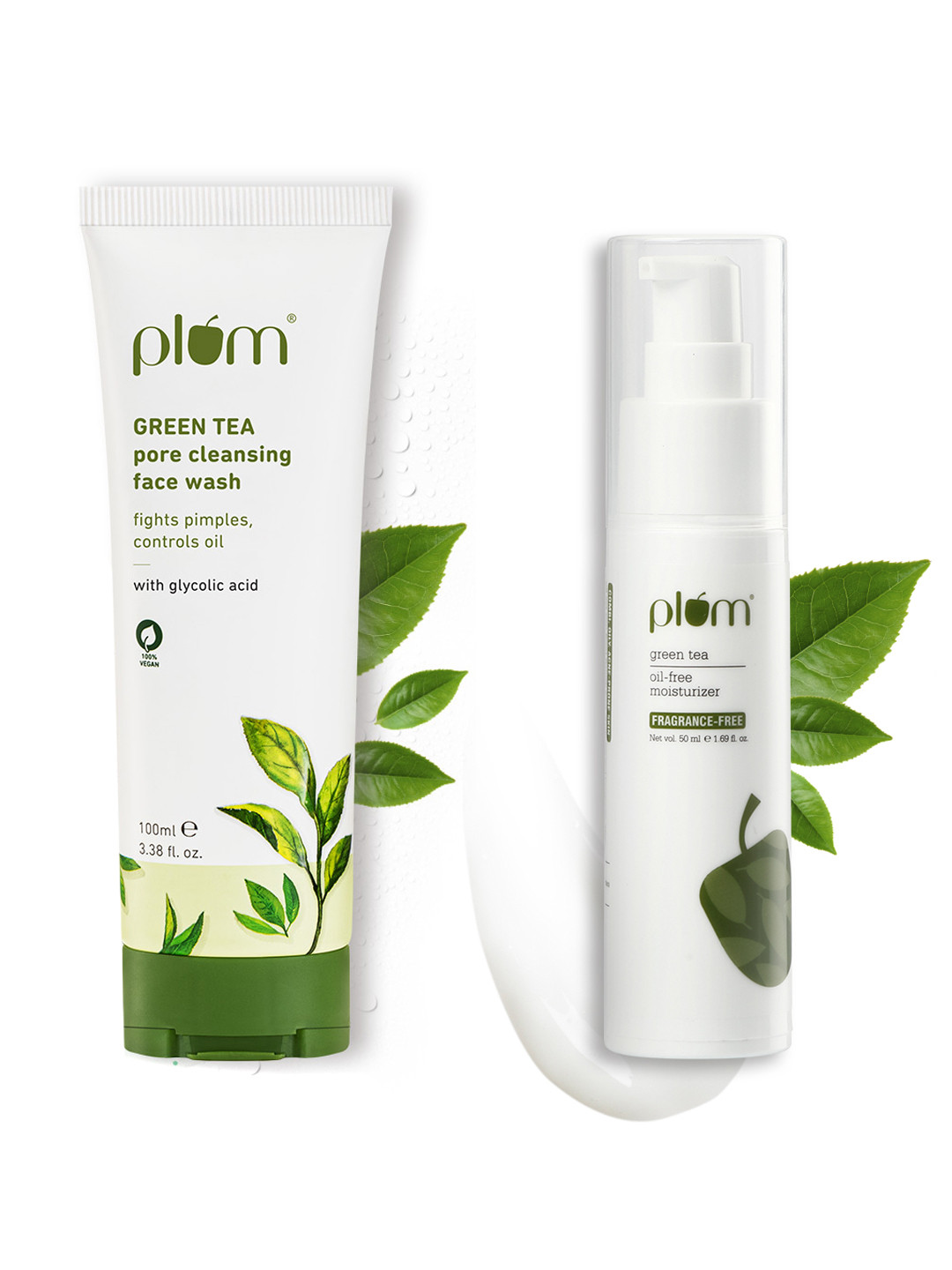 Plum Set Of Green Tea Gel Face Wash & Oil-Free Moisturizer - 150ml