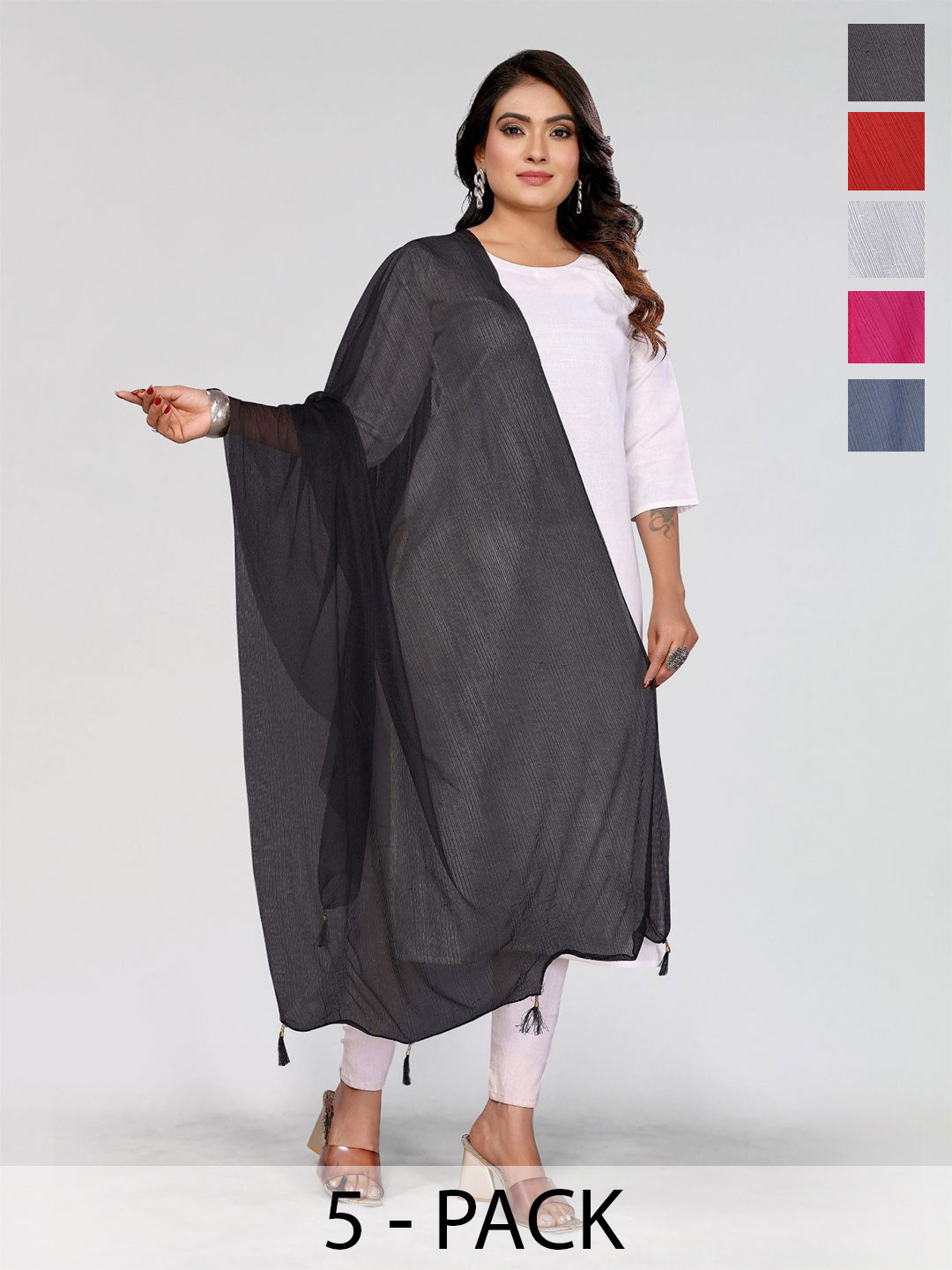 Moda Rapido Selection Of 5 Striped Dupatta