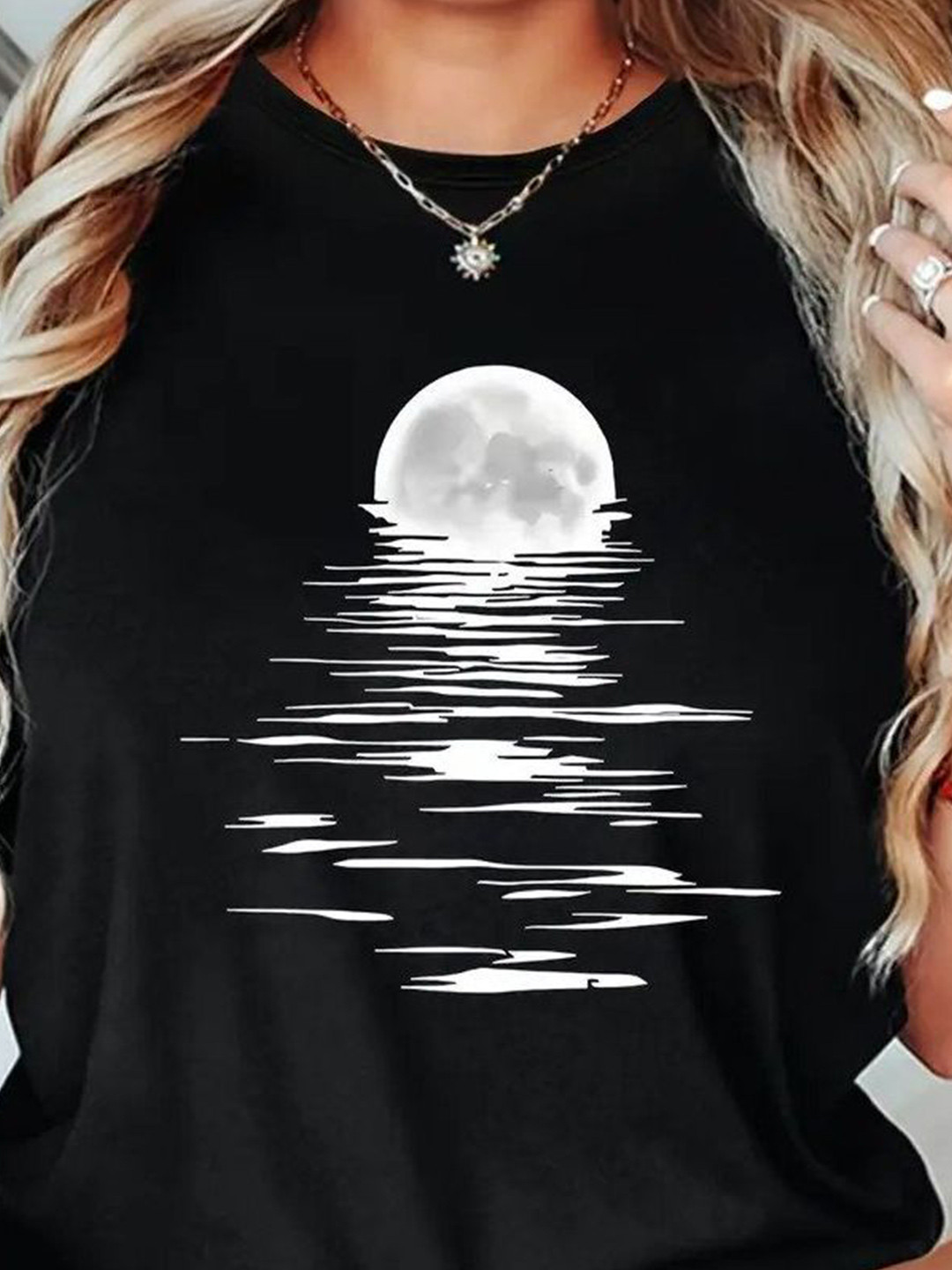 Outzidr Women Chest Print Graphic Tshirt
