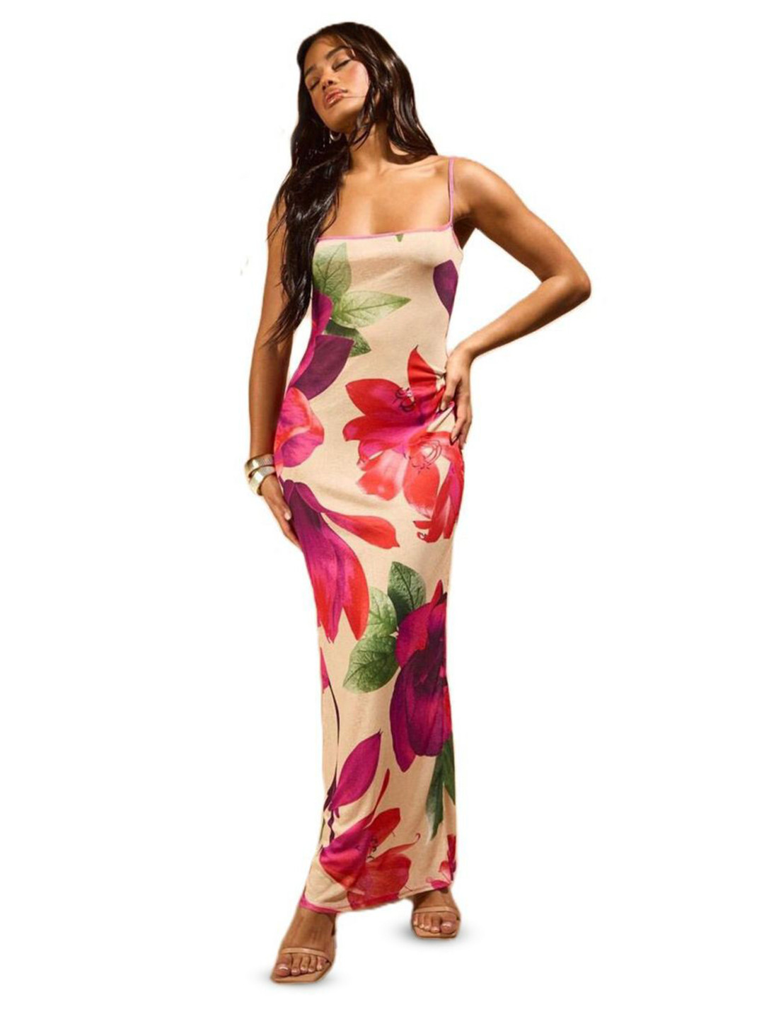 StyleCast x Revolte Women Floral Printed Bodycon Maxi Dress