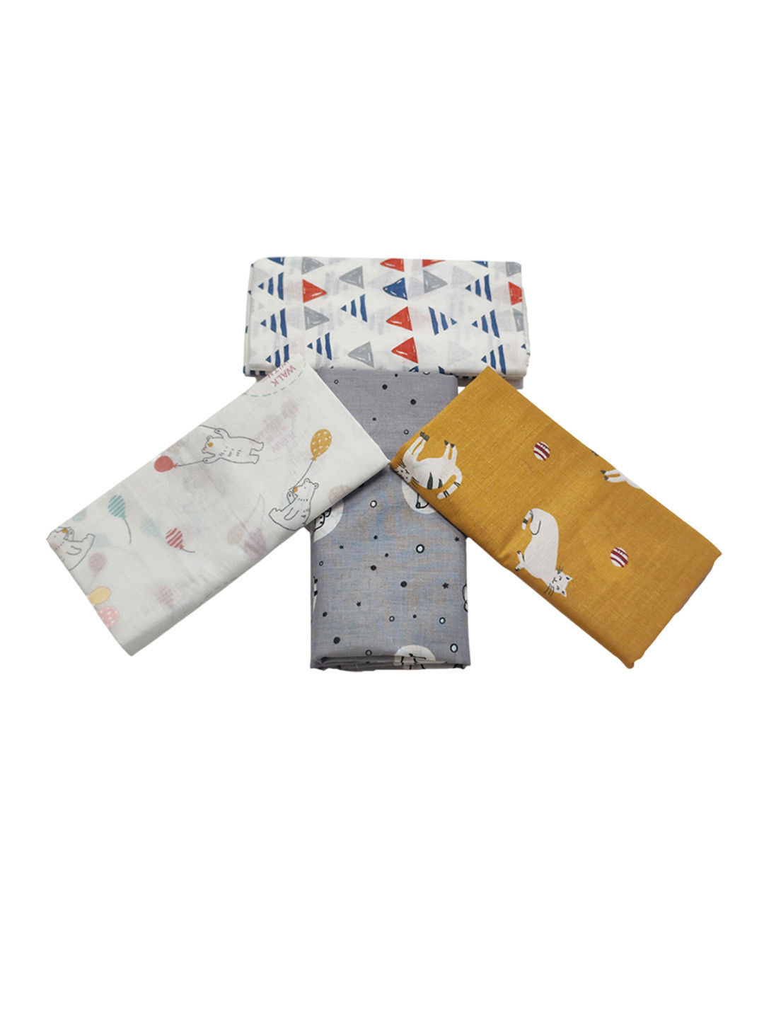 Trance Home Linen Set Of 4 Printed Cotton Baby Swaddle Wrap