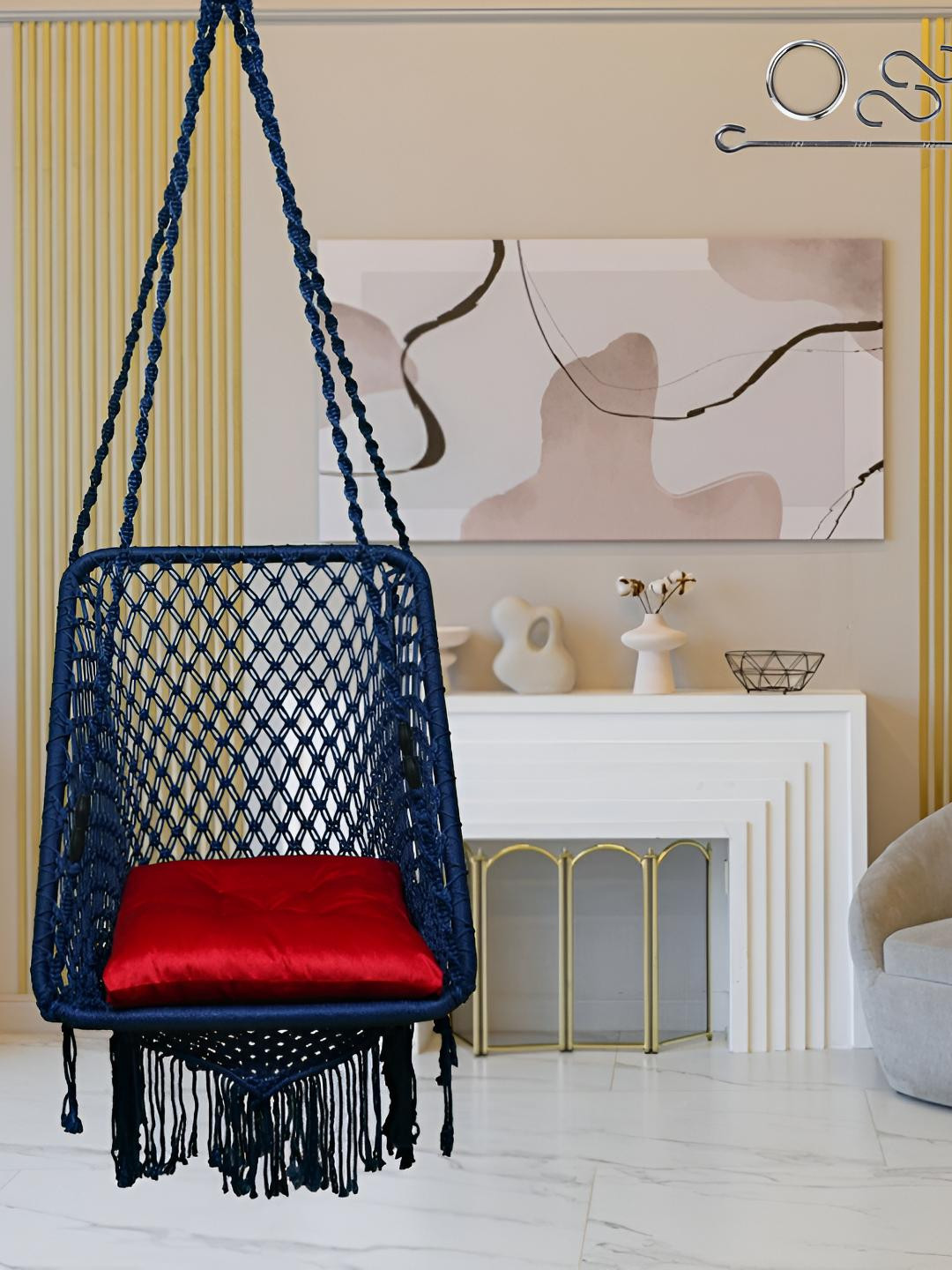 Patiofy Blue & Red Patiofy Premium Square Swing Chair With Cushion