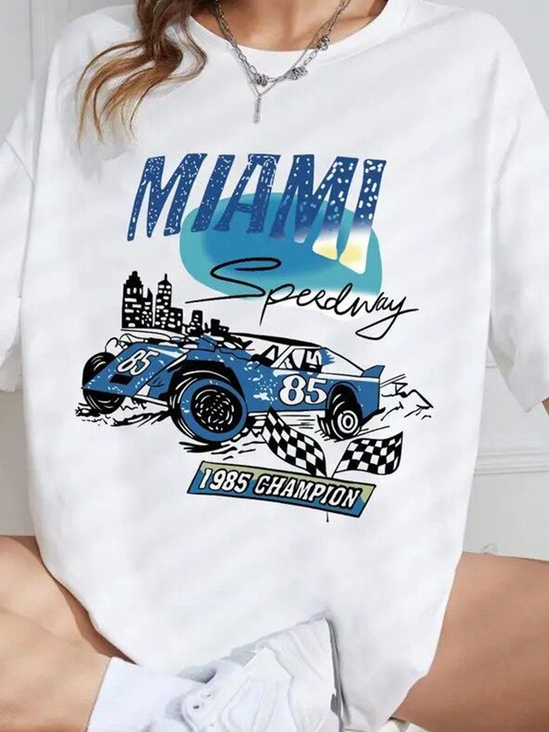 Outzidr White Chest Print Graphic Tshirt