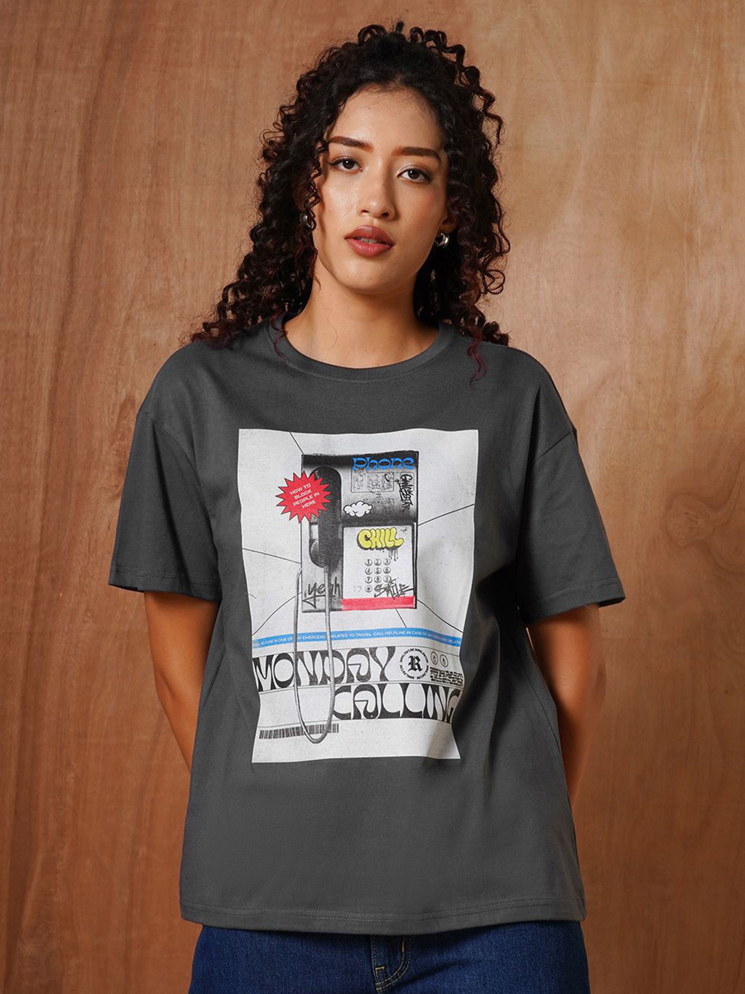 The Roadster Lifestyle Co Printed 100% Cotton Oversized Fit T-Shirt