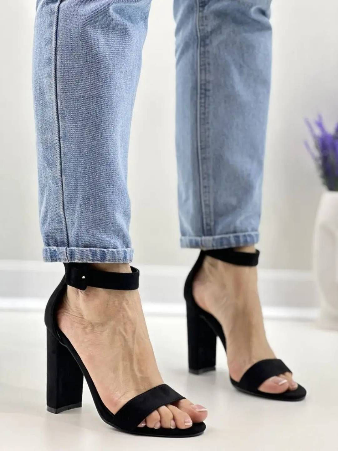 GLO GLAMP Women Black Ankle Strap Heels Sandals