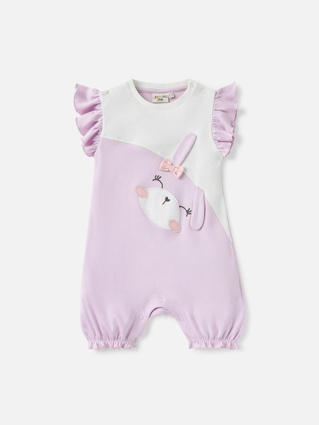 Giggles by Babyshop Infant Girls Embroidered Cotton Crew Neck Romper