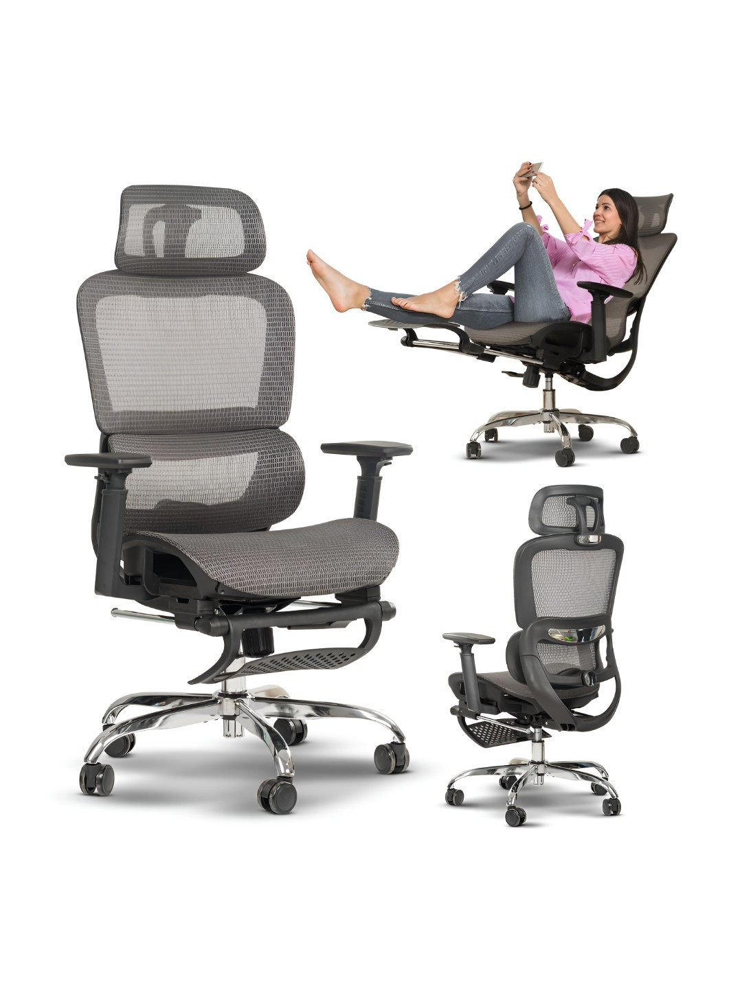 DROGO Grey & Black High Back Breathable Mesh Office Chair