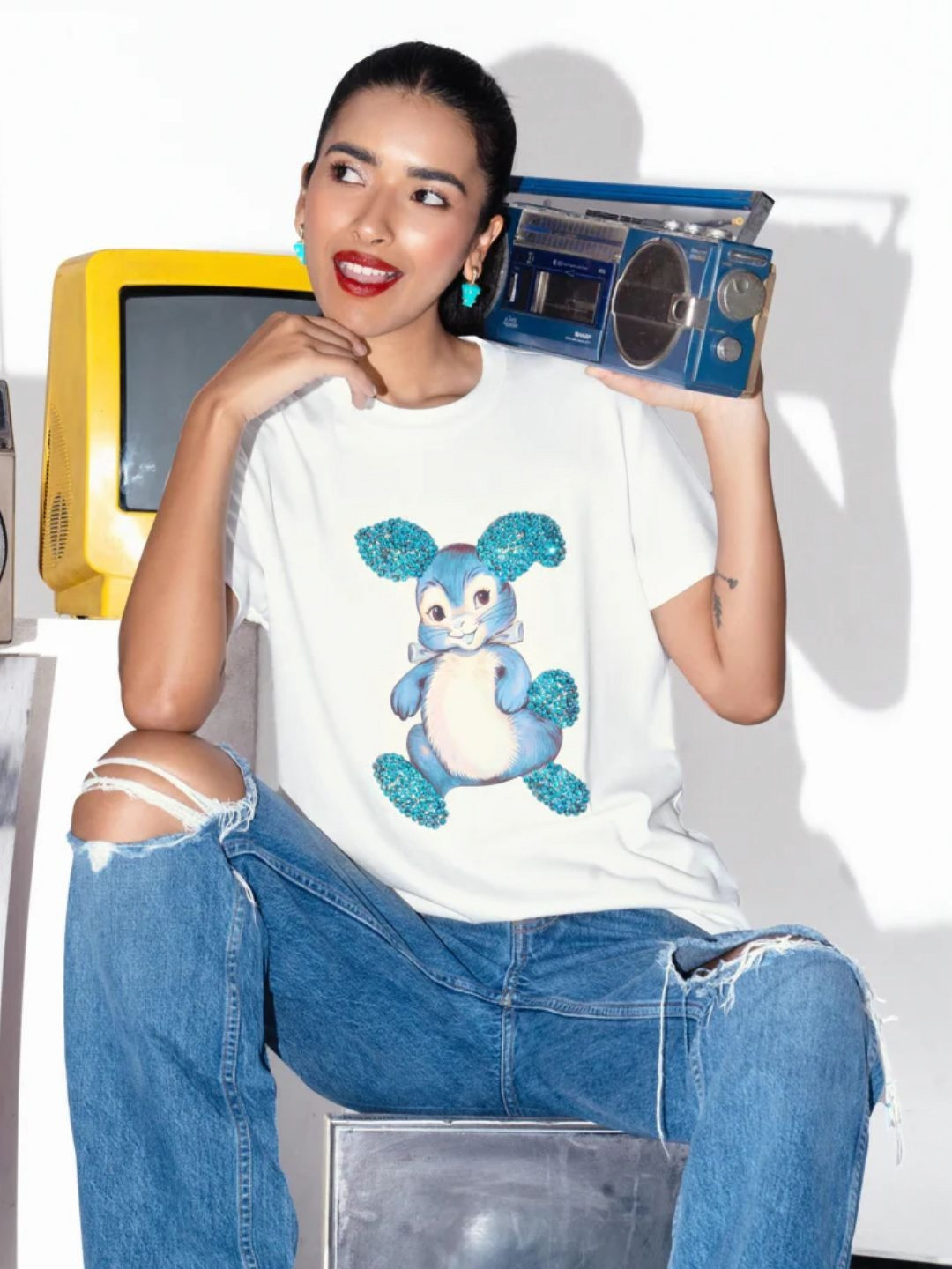 Sahi London Women Printed Pockets T-shirt