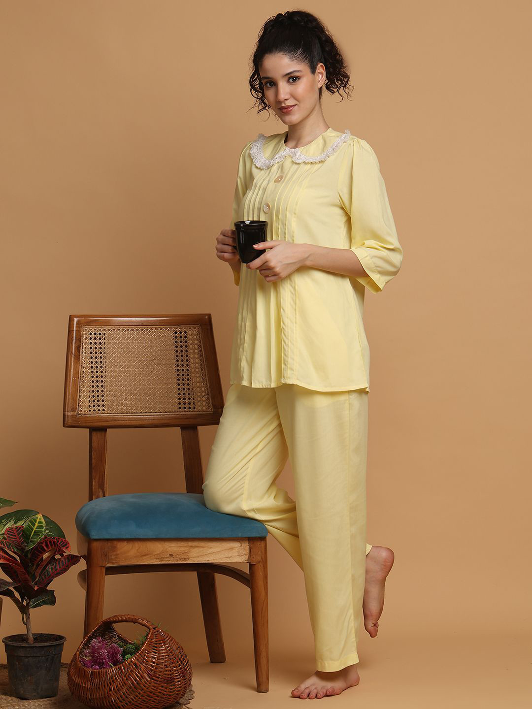 BLANC9 Women Shirt Collar Night suit