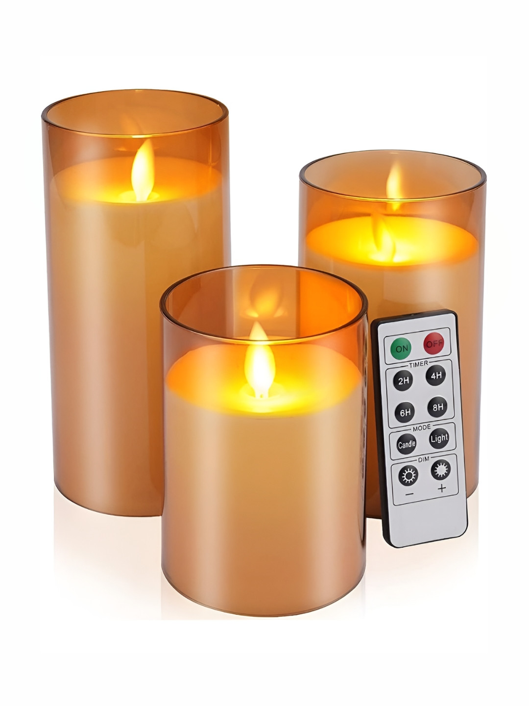 LTETTES Pillar LED Acrylic Glass 3Pcs Scented 1 Wick Solid Geometric Regular Jar Candles