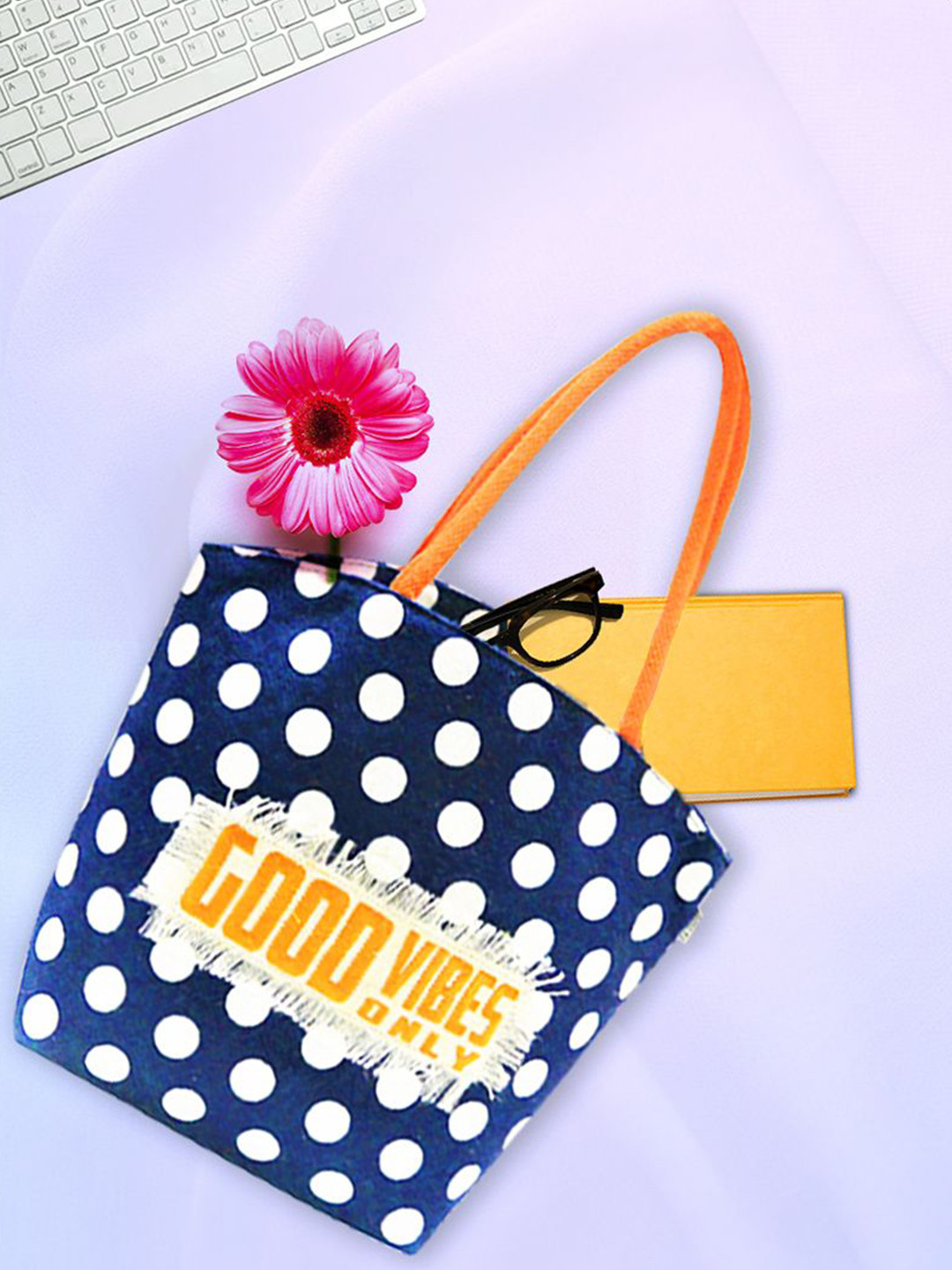 earthbags Geometric Printed Structured Tote Bag with Applique