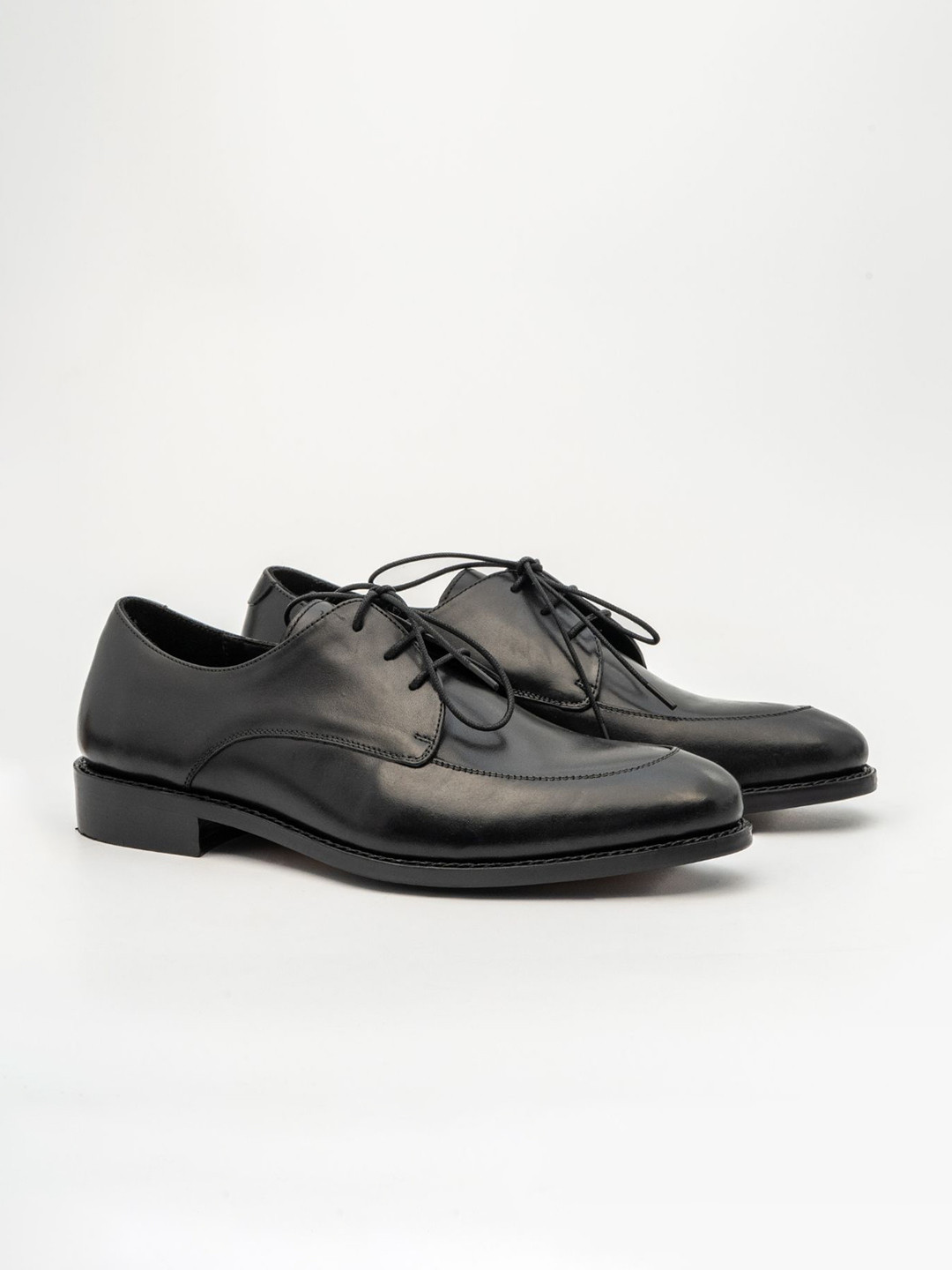KOZASKO Goodyear Welted Men Leather Black Apron Toe Derby Shoe