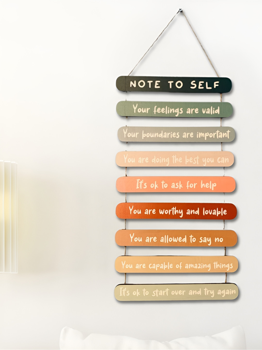 eCraftIndia Mental Health Reminders Wood Matte Hanging Hall Wall Hangings-27.6In