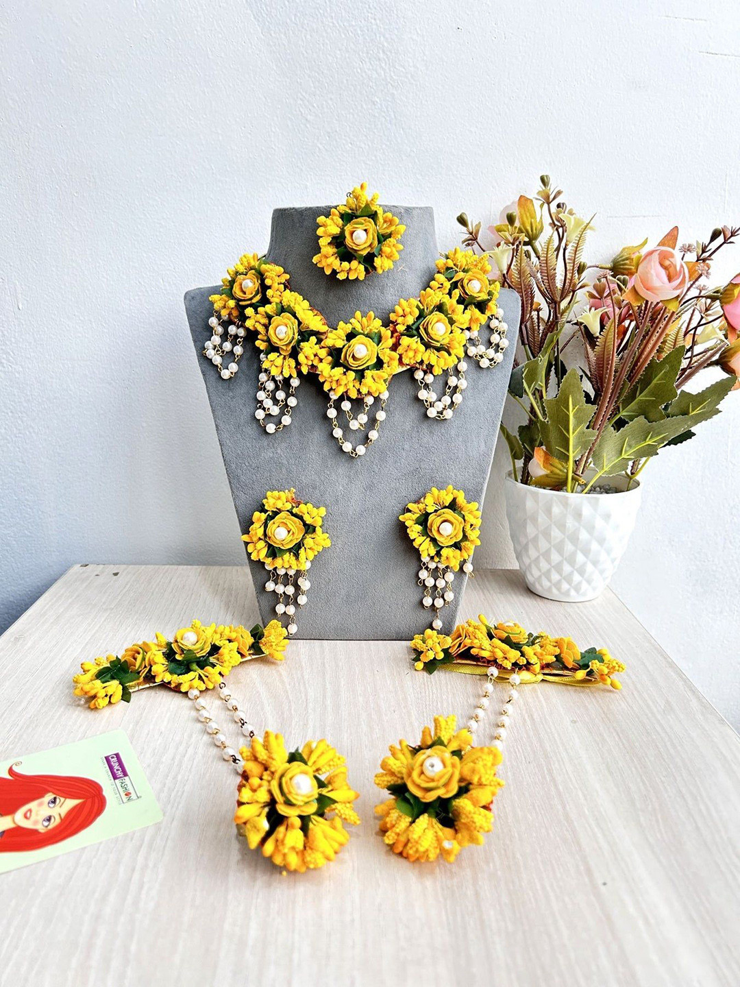 PASU FASHION Flower Bridal Haldi-Mehndi-Baby Shower for Women