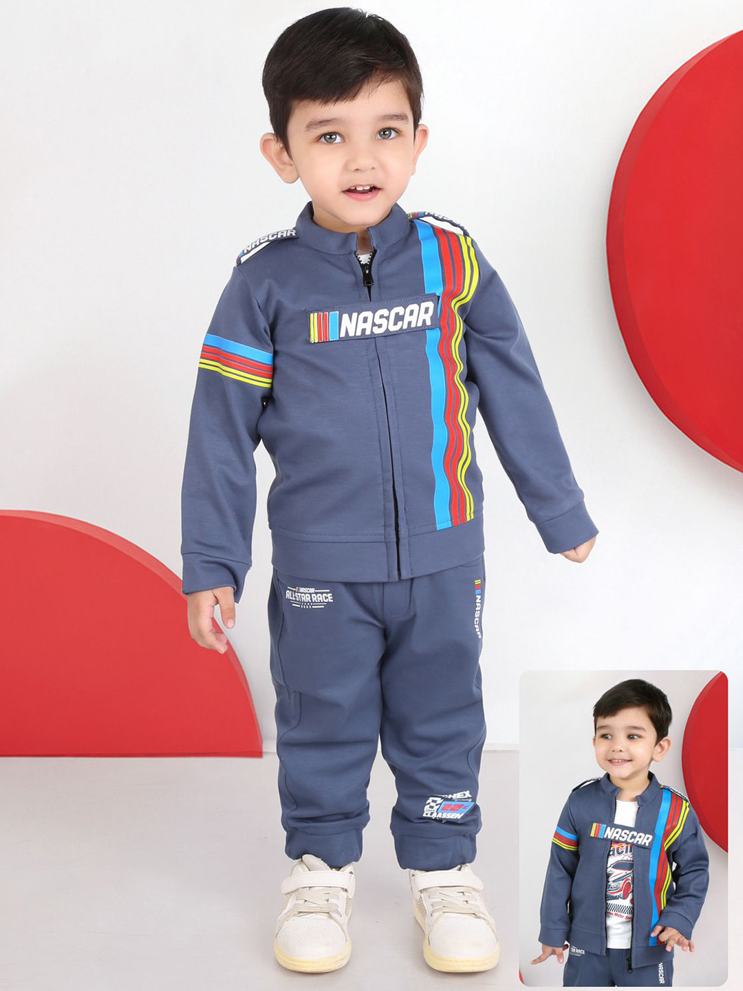 Bad Boys Boys Printed Mandarin Collar Pure Cotton Shirt With Trousers