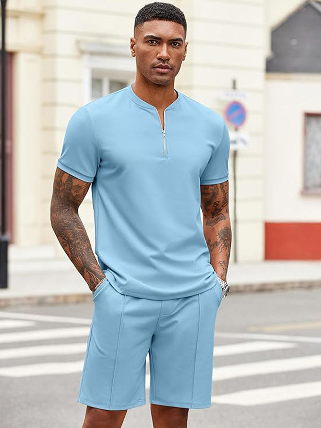 CHROME & CORAL T-shirt and Shorts Co-ord Set