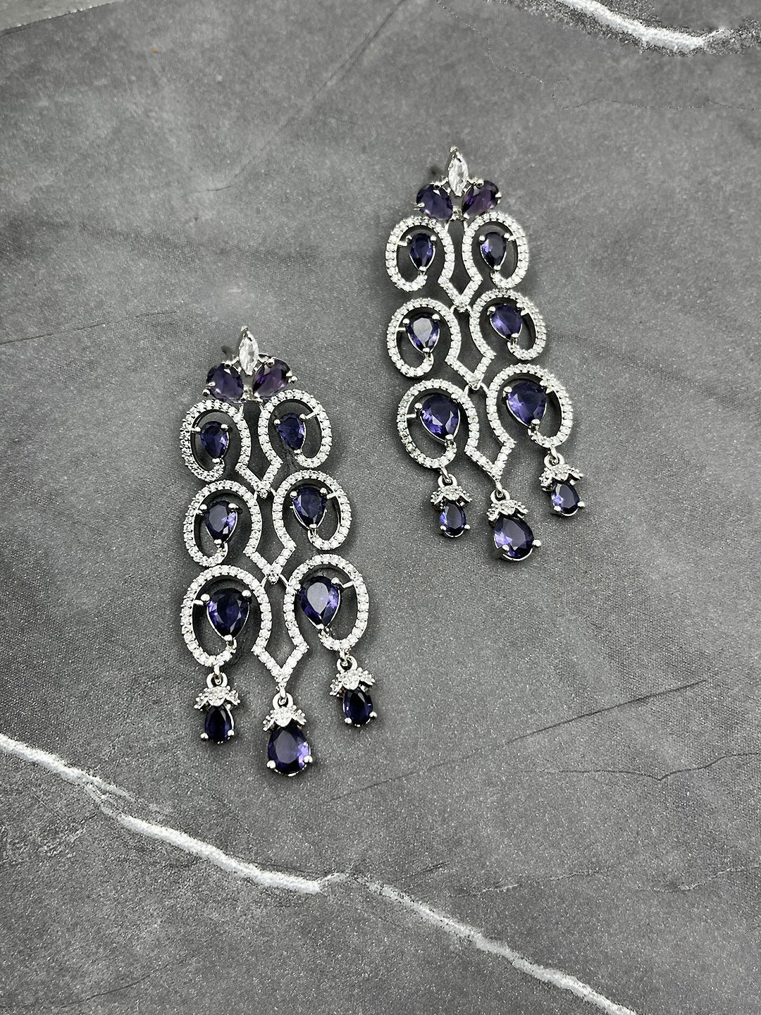 Kalakrith Milano Cubic Zirconia Studded Circular Drop Earrings