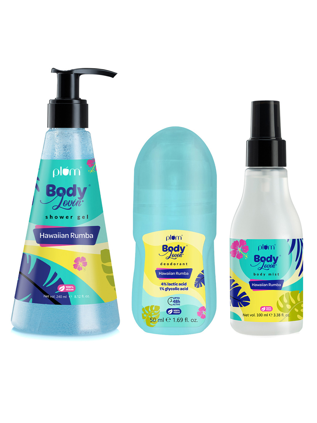 Plum Set Of BodyLovin' Fragrance Body Mist, Deodorant Roll On & Shower Gel