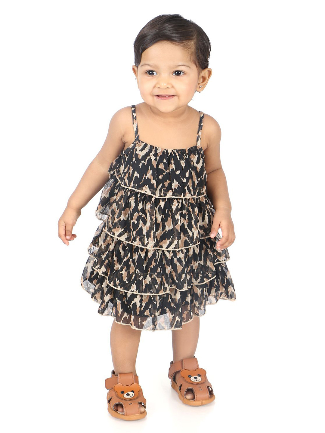 YOUNG BIRDS Girls Abstract Printed Chiffon A-Line Dress