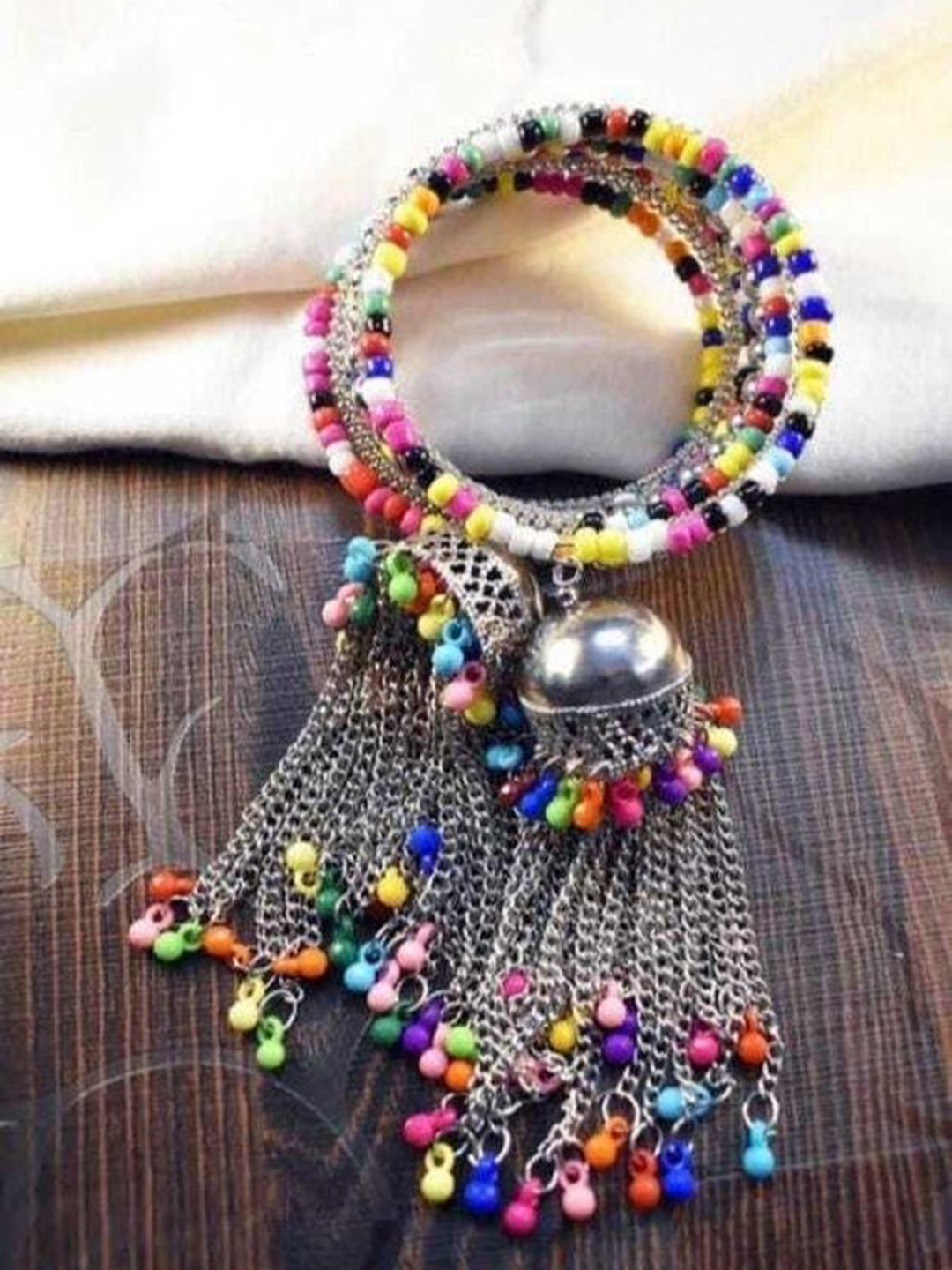 SZN Artificial Beaded Oxidised Bangles