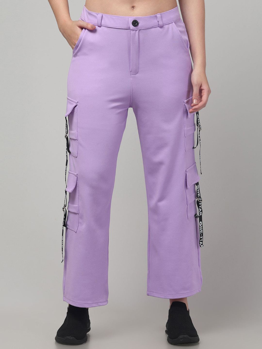 Lavender Relaxed Fit Mid-Rise Cargos