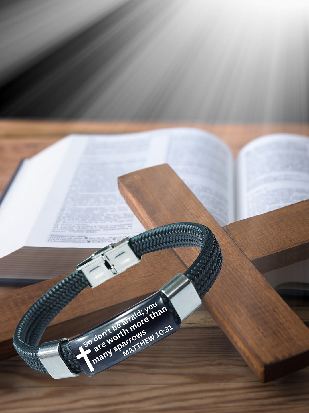 M Men Style Men Stainless Steel Inspirational Wraparound Bracelet