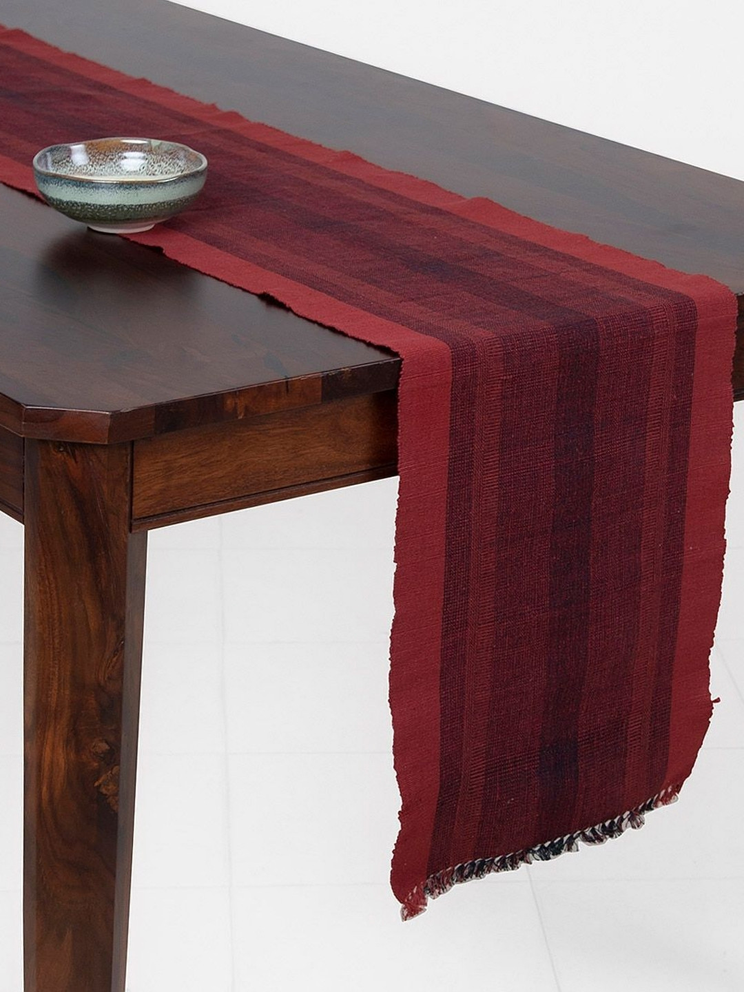 Fabindia Red Cotton Woven Table Runner