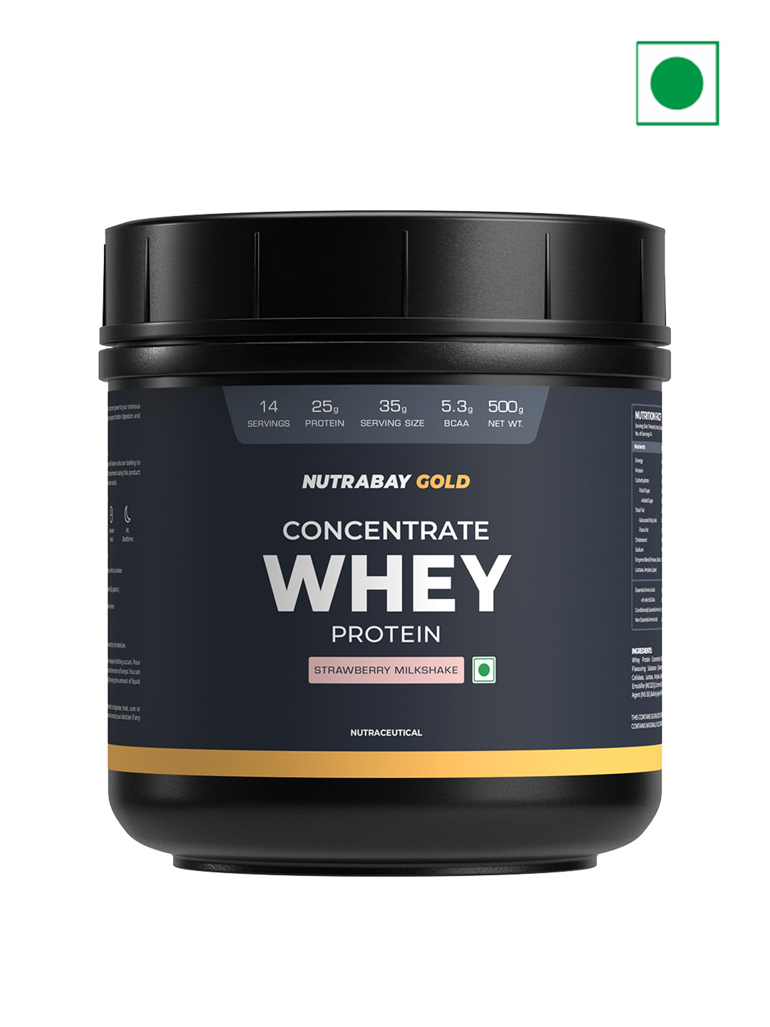 Nutrabay Concentrate Whey Protein- 500 g- Strawberry Milkshake