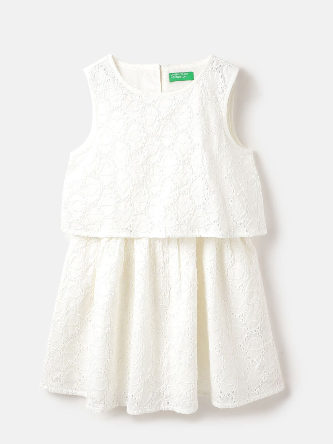 United Colors of Benetton Kids-Girls Embroidered Schiffli Tiered Dress