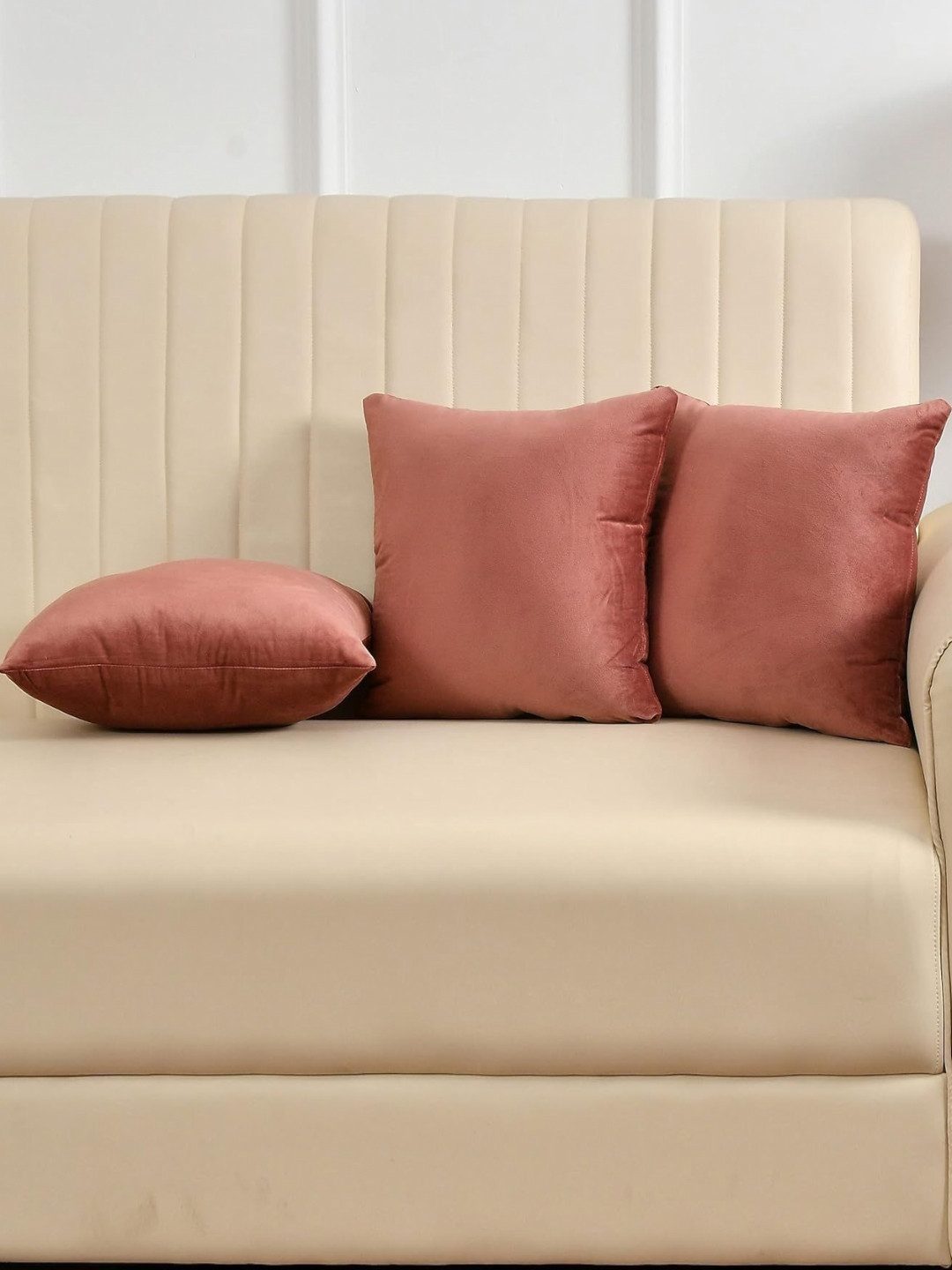 Shadowkart Red 3 Pieces Velvet Square Cushion Covers