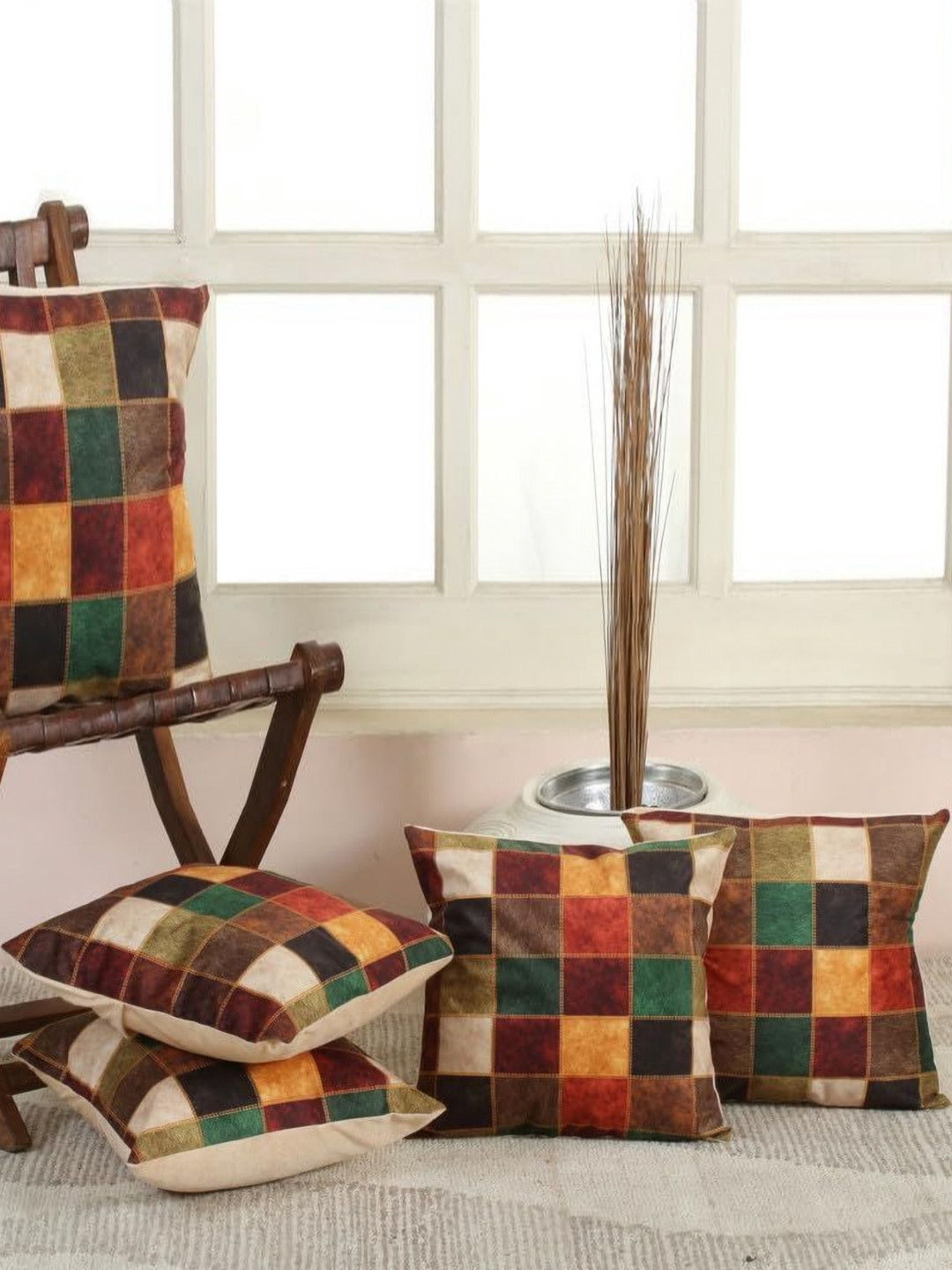 Shadowkart Green 2 Pieces Applique Square Velvet Pillow Covers