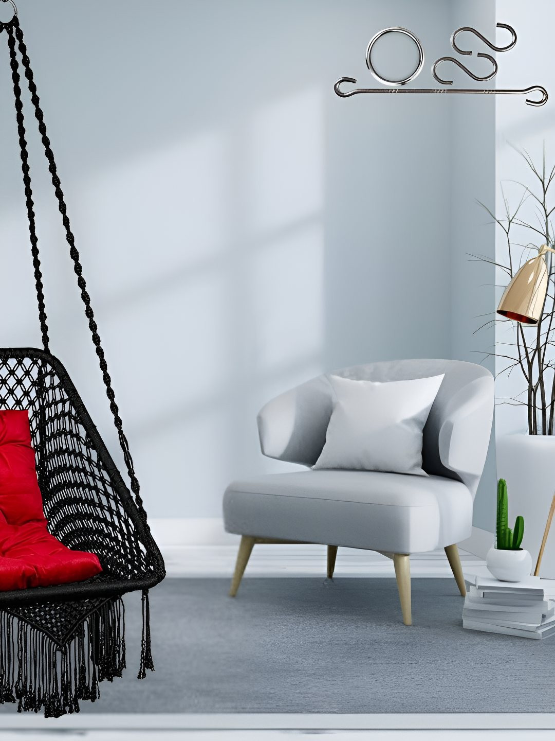 Patiofy Premium Black & Red Square Shape Comfortable Hammock Swing Chair With Cushion