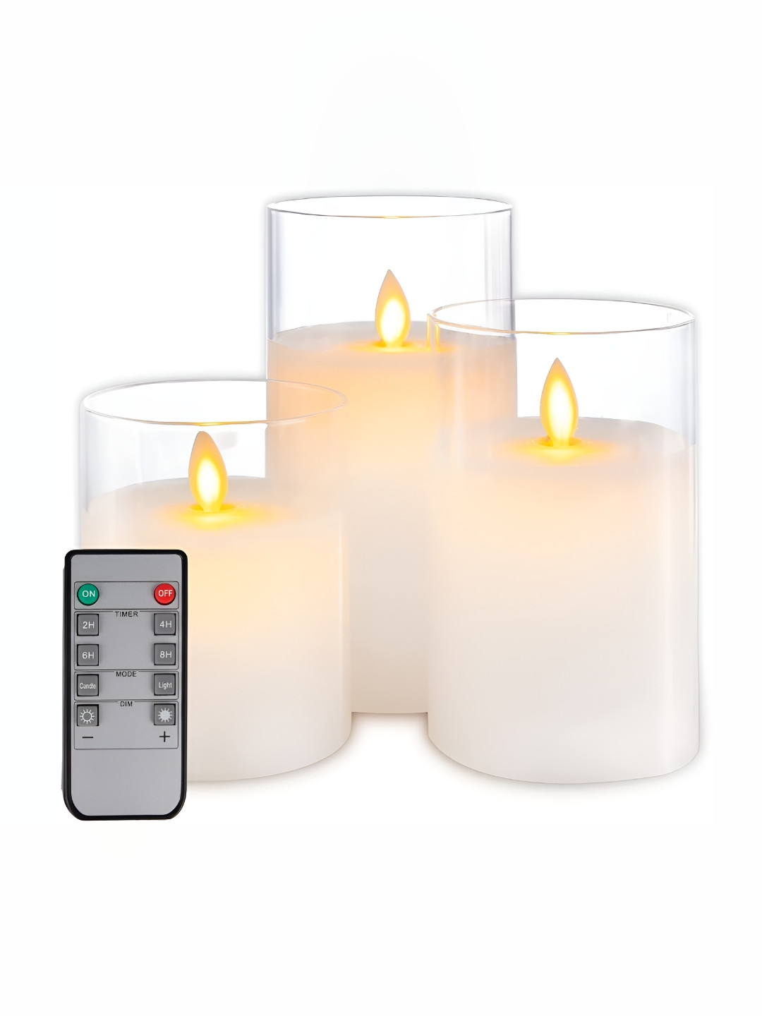 LTETTES Pillar LED Glass3W 3Pcs Scented 1 Wick Solid Geometric Regular Jar Candles