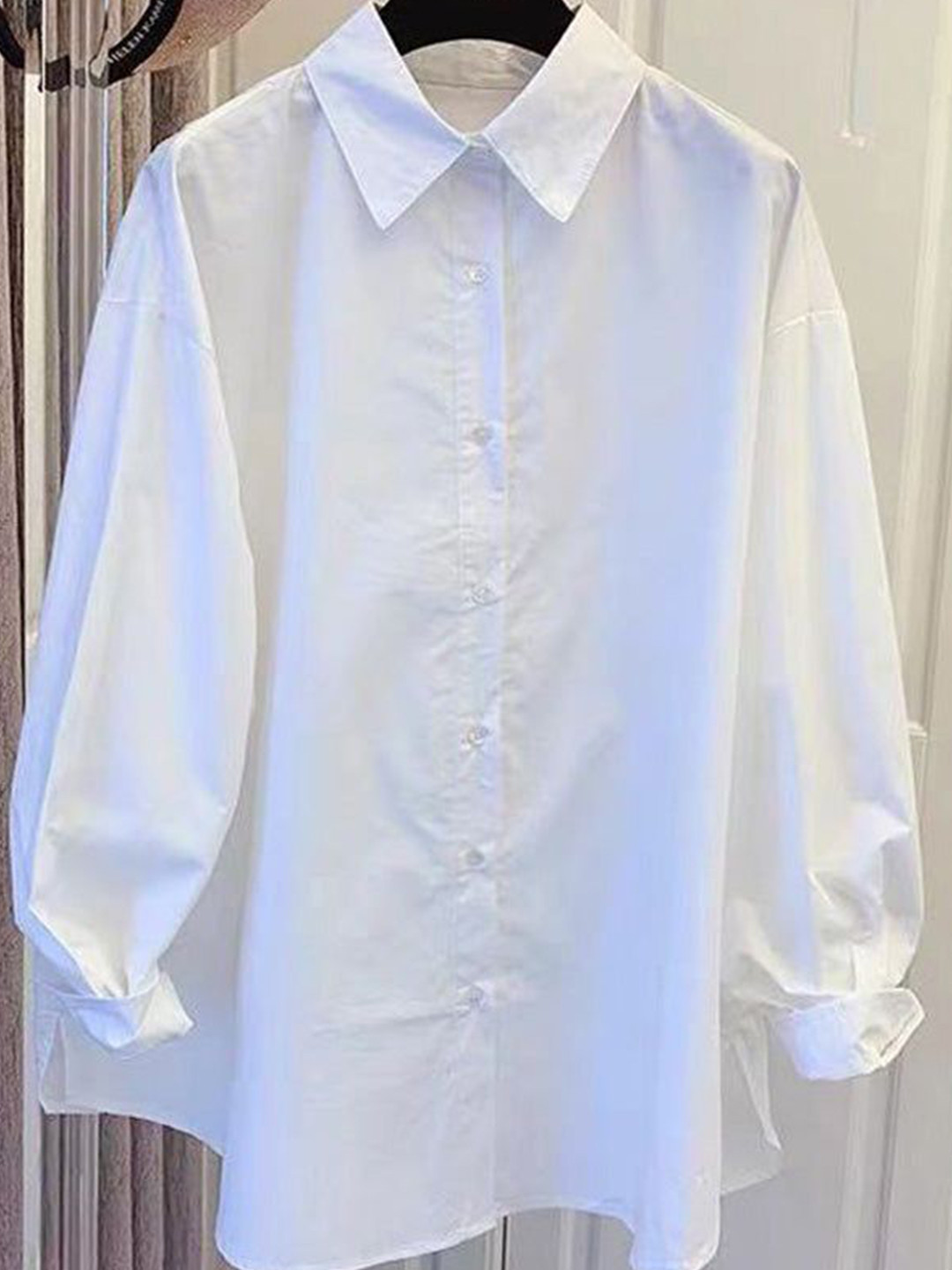 Outzidr White Oversized Button Down Shirt