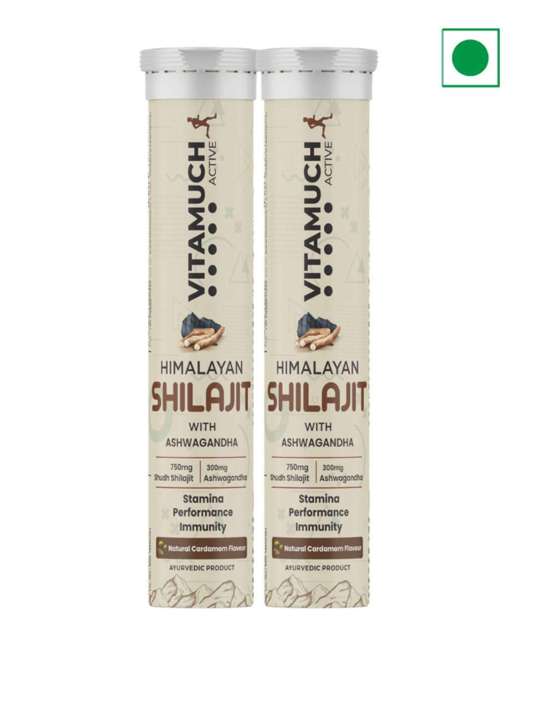 Vitamuch Set Of 2 Himalayan Shilajit Tablets With Ashwangandha - 15 Tablets Each