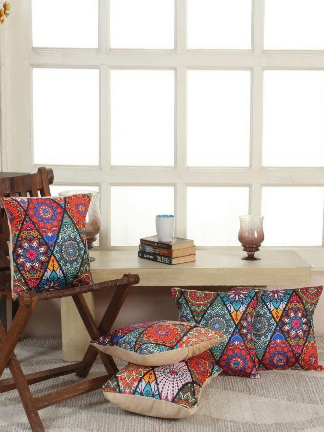 Shadowkart Blue 2 Pieces Self Design Square Pillow Covers