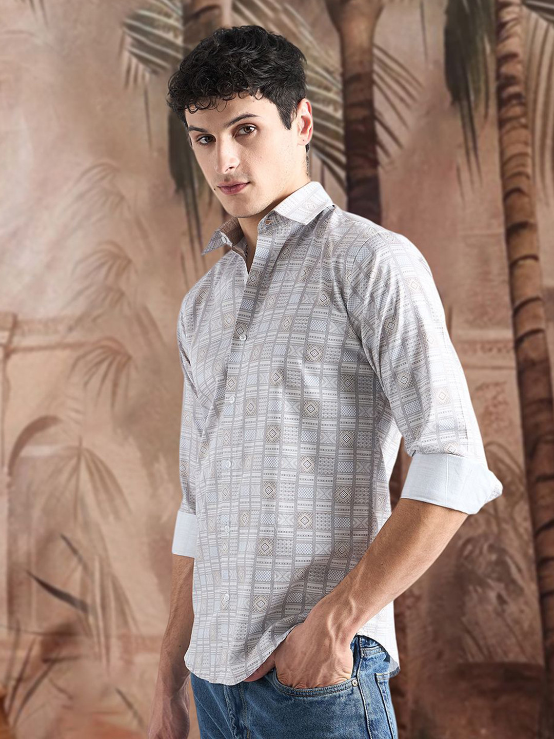 Sangria Printed 100% Cotton Formal Shirt