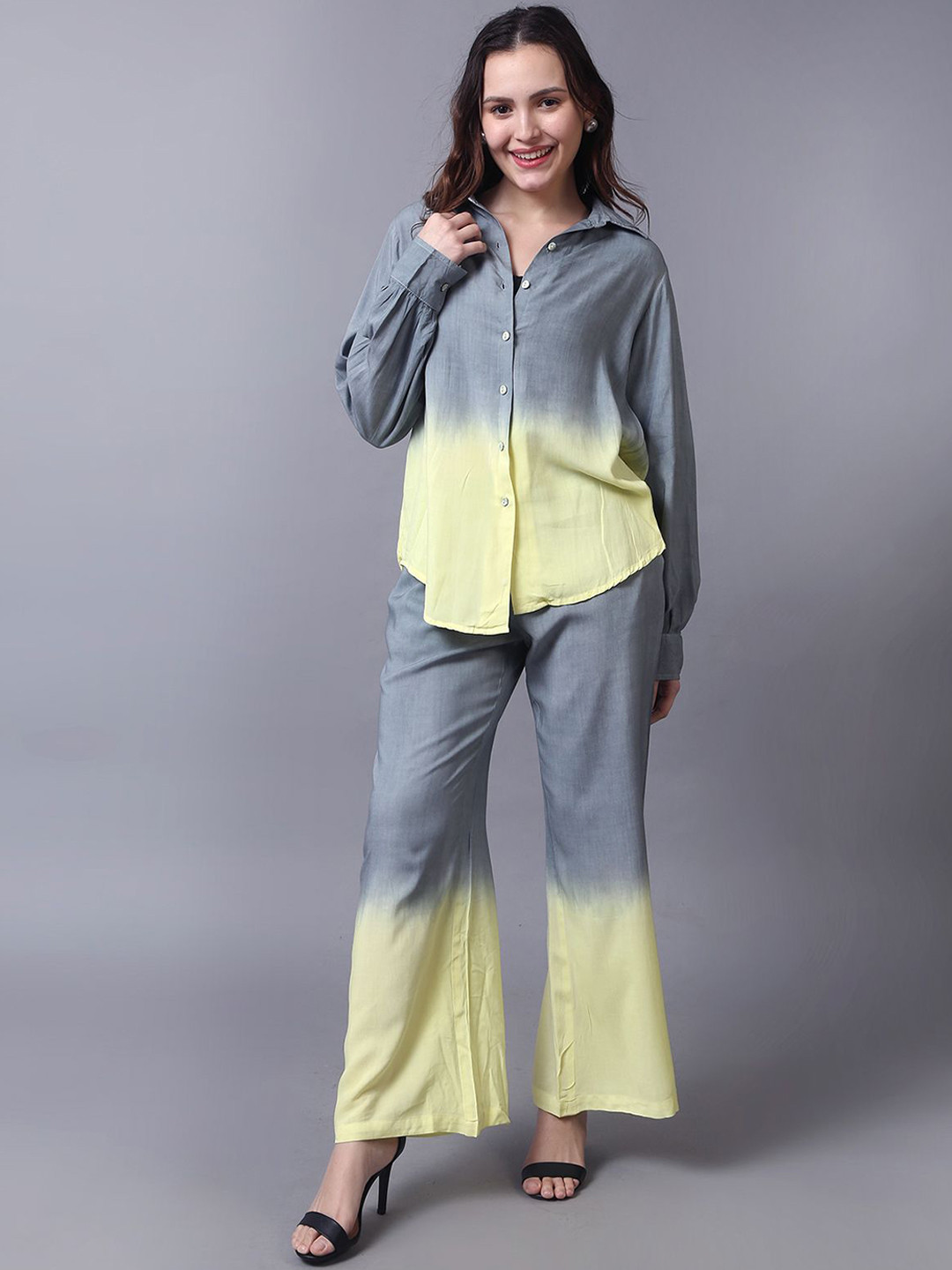 Flabae Dye Shirt Collar Pure Cotton Top With Shirt And Shorts