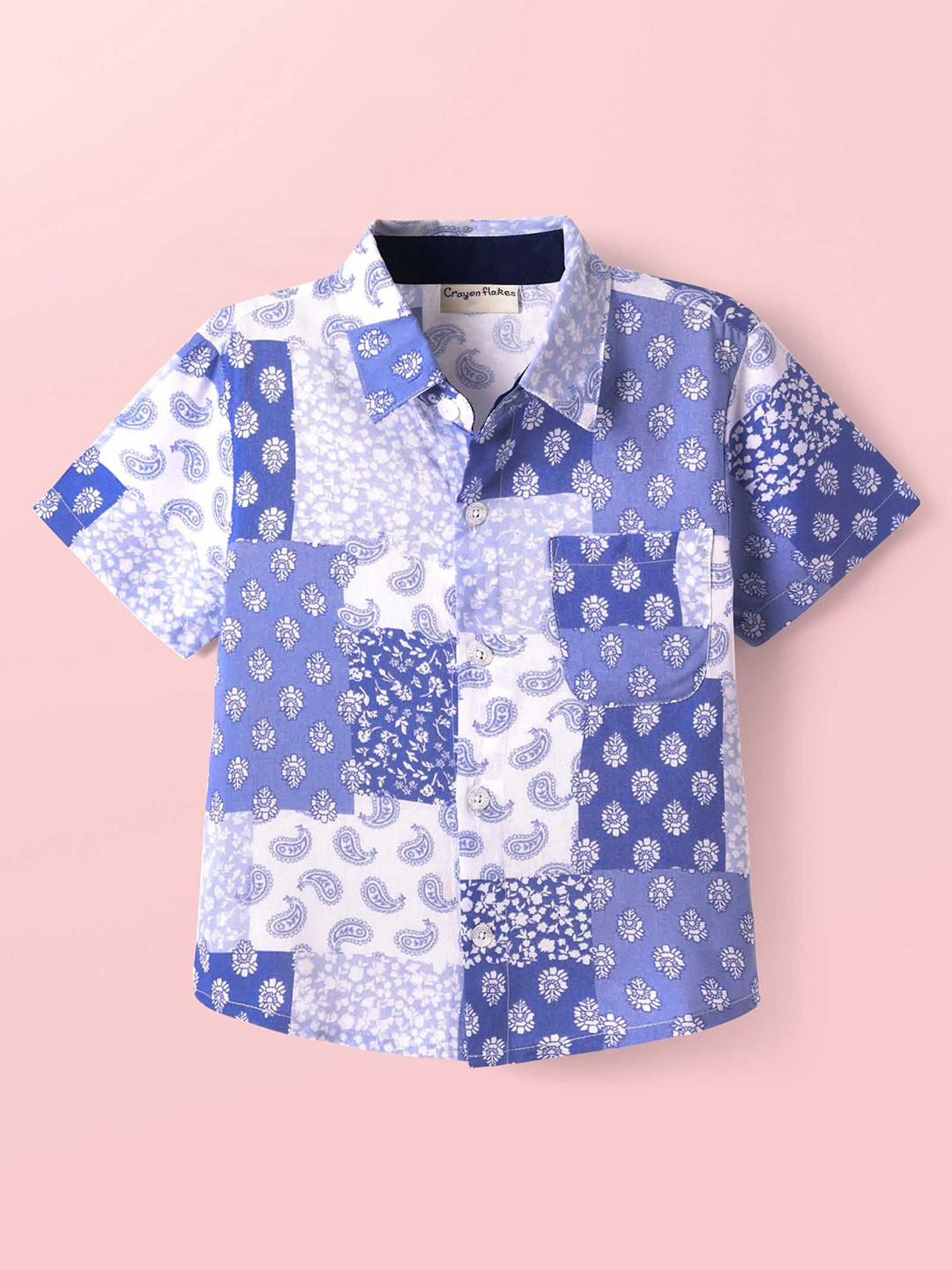 CrayonFlakes Abstract Floral Viscose Rayon Short Sleeves Shirt
