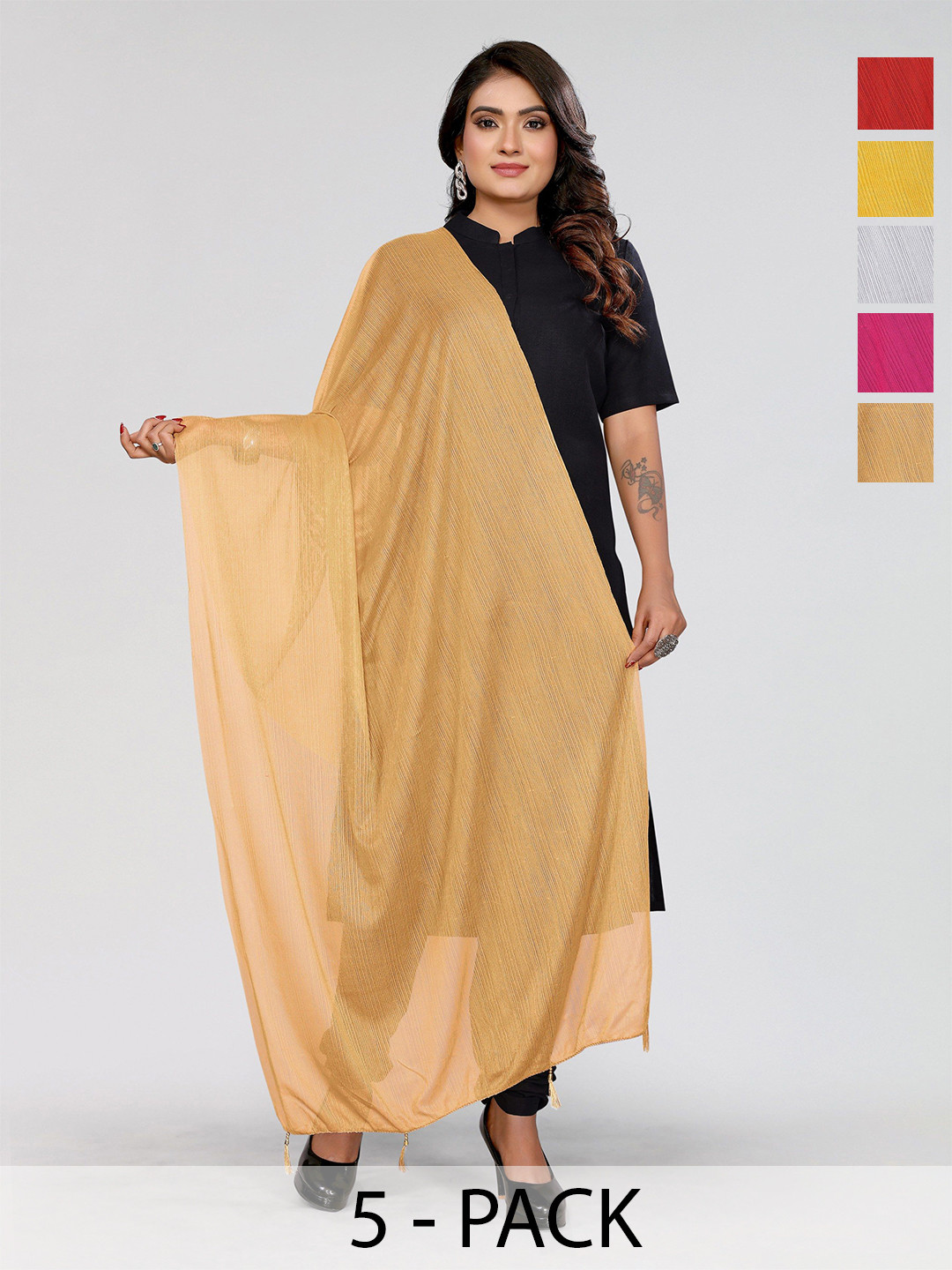 Moda Rapido Selection of 5 Striped Woven Design Dupatta