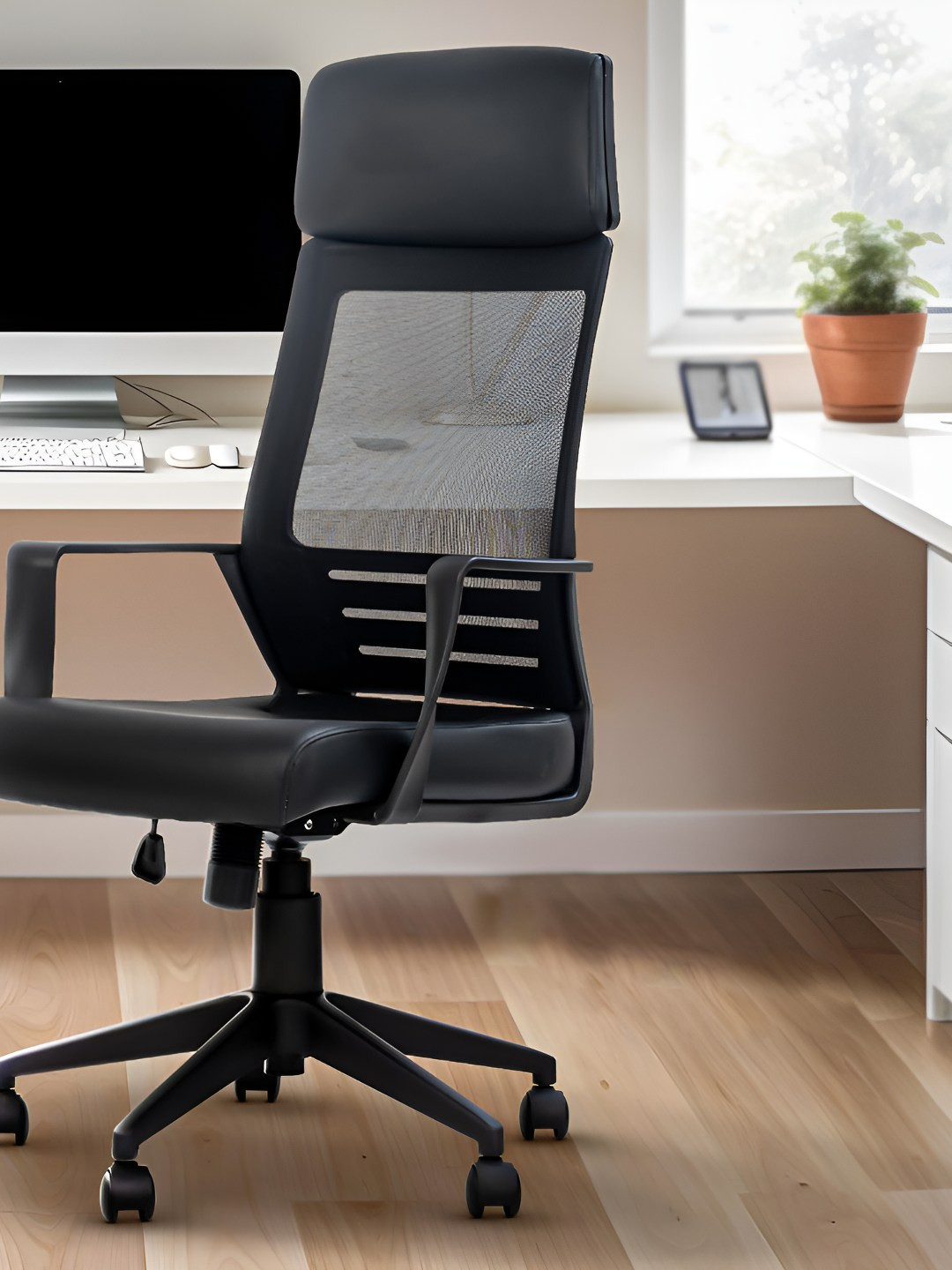 DROGO Lumina Pro Ergonomic Black Fixed Armrest Headrest & Rocking Study Chair